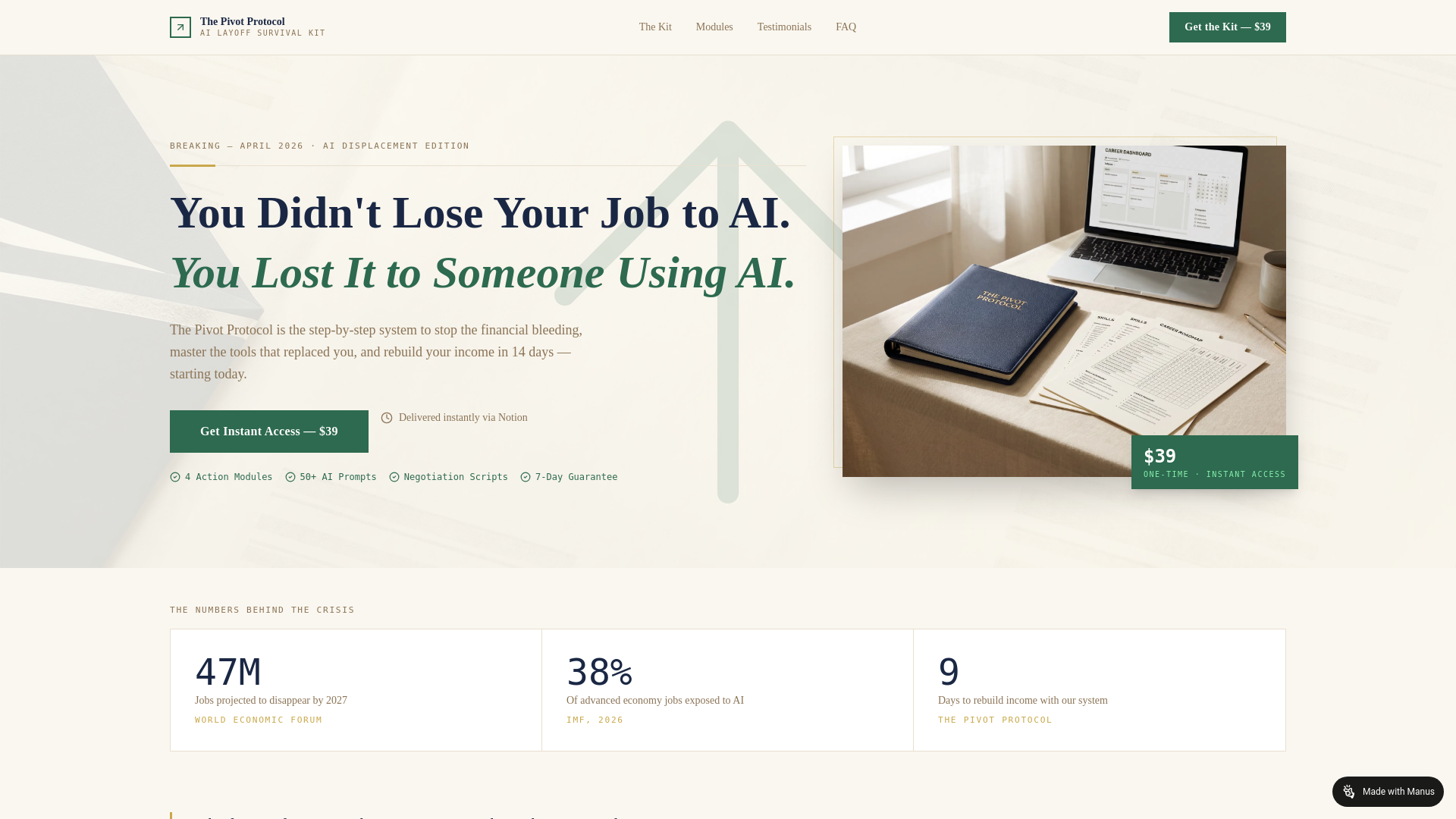website screenshot of https://thepivotprotocol.shop/