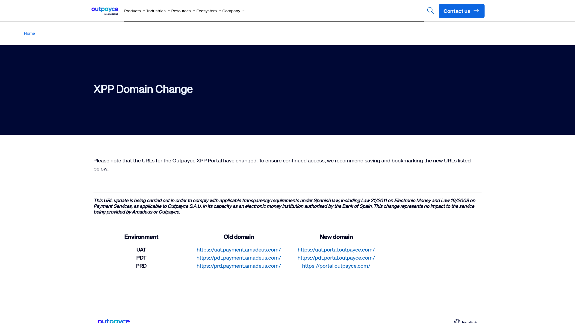 website screenshot of https://prd.payment.amadeus.com