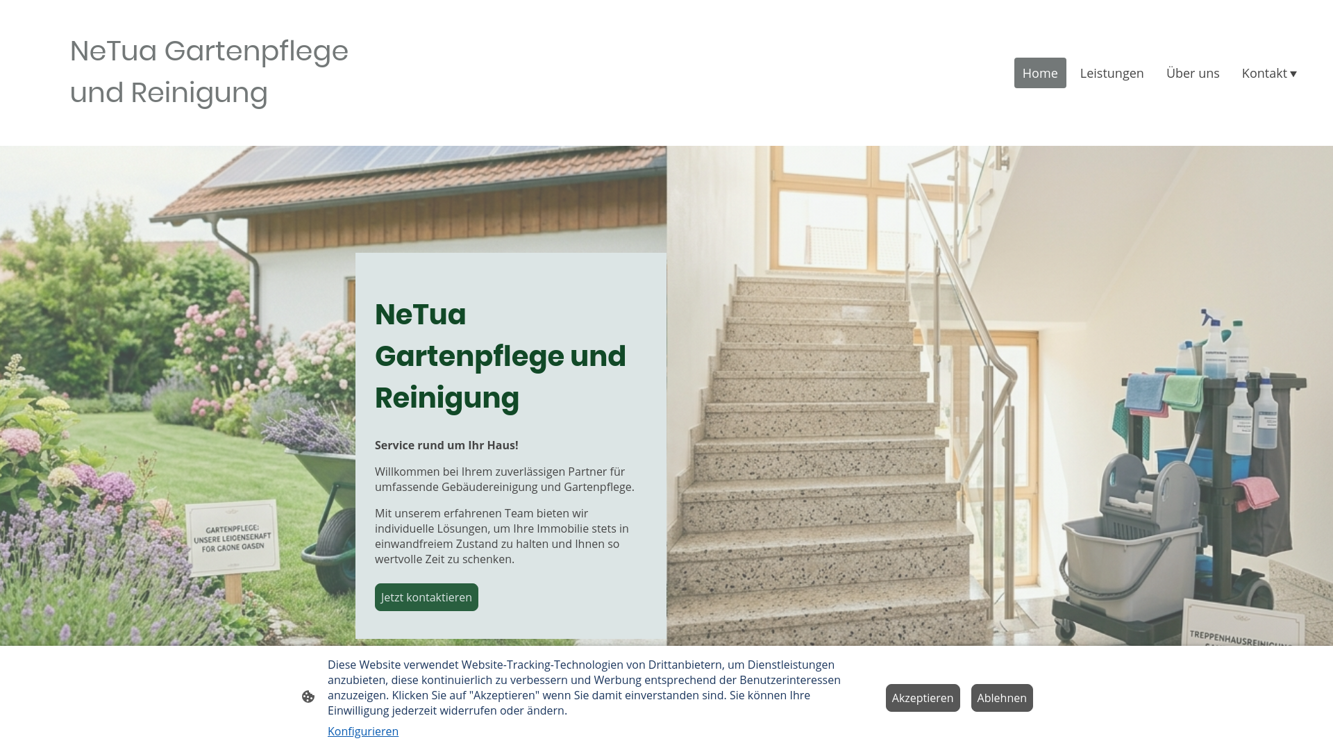 website screenshot of https://netua.de