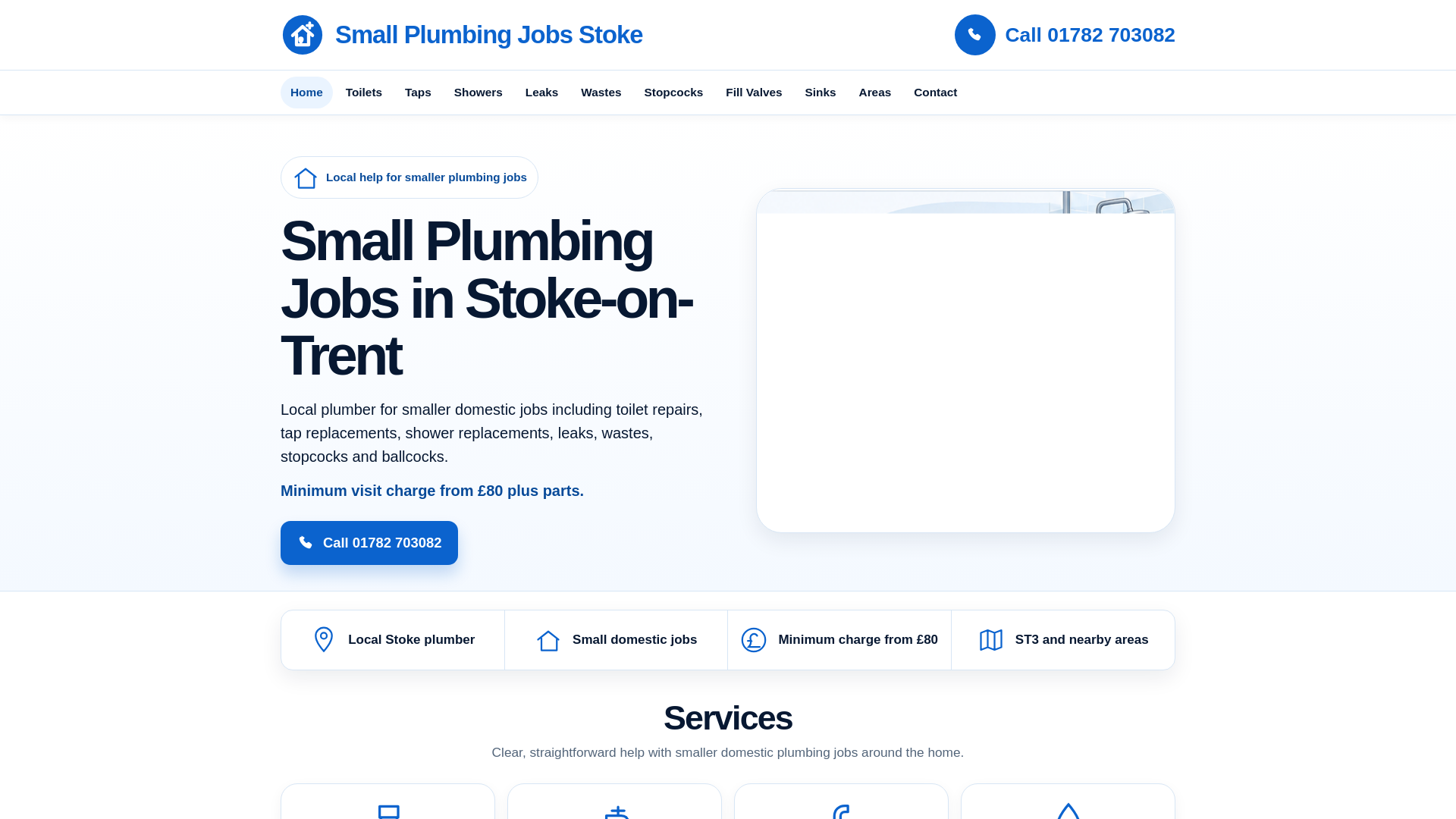 website screenshot of https://smallplumbingjobsstoke.co.uk/