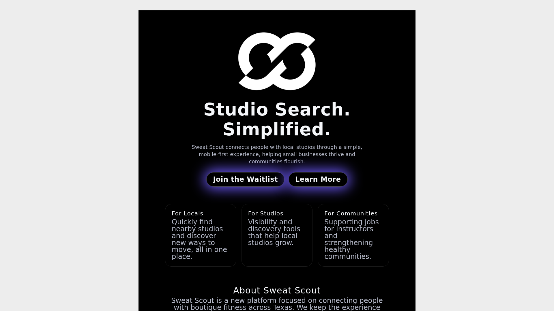 website screenshot of https://sweatscout.app/