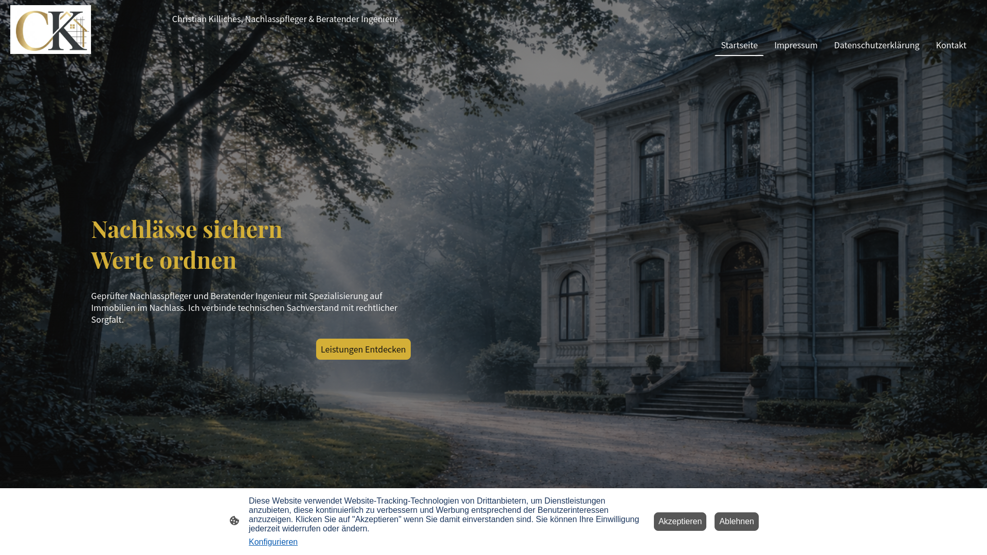 website screenshot of https://killiches-nachlasspfleger.de