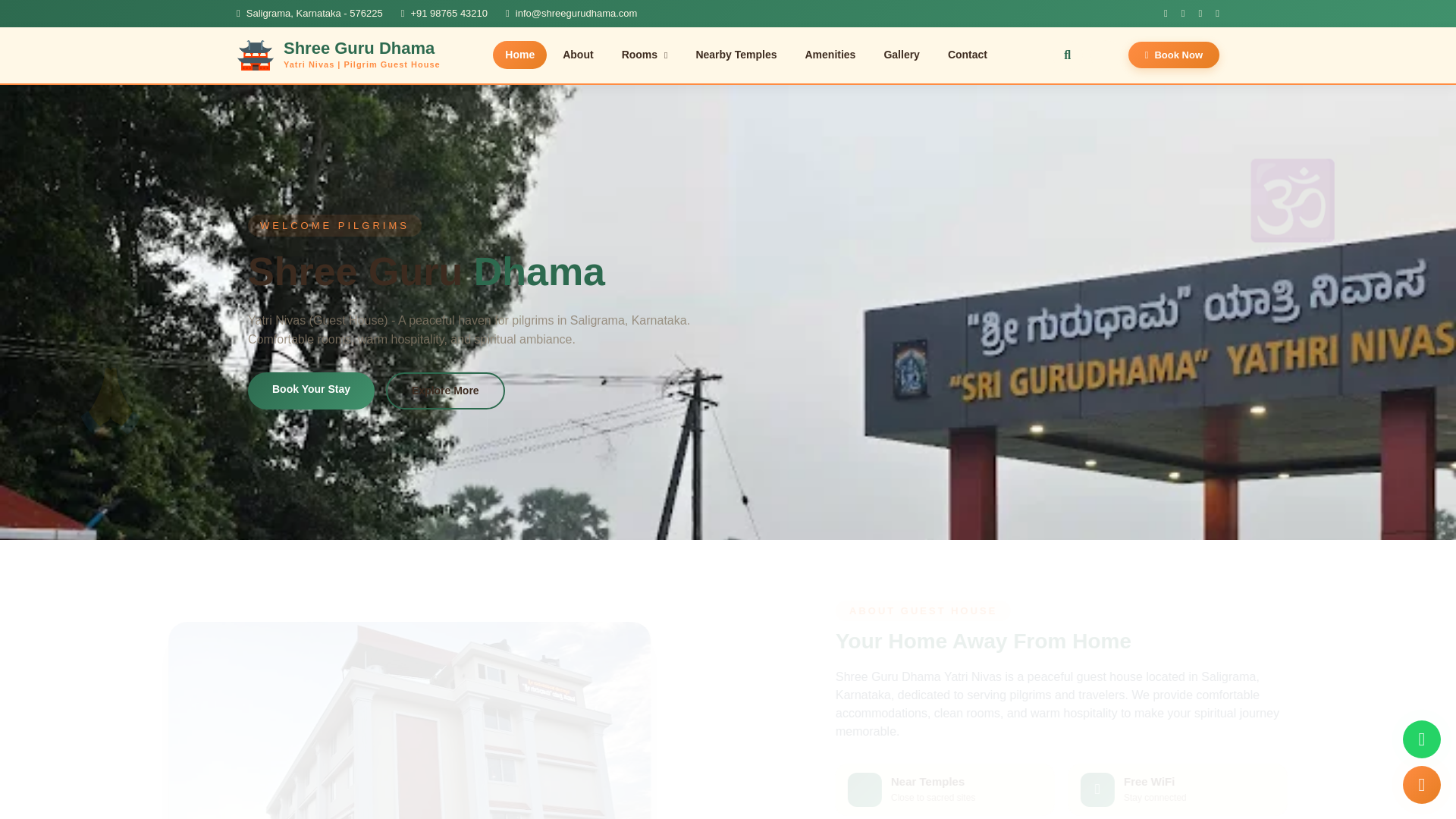 website screenshot of https://shreegurudhamayatrinivasguesthouse.online/