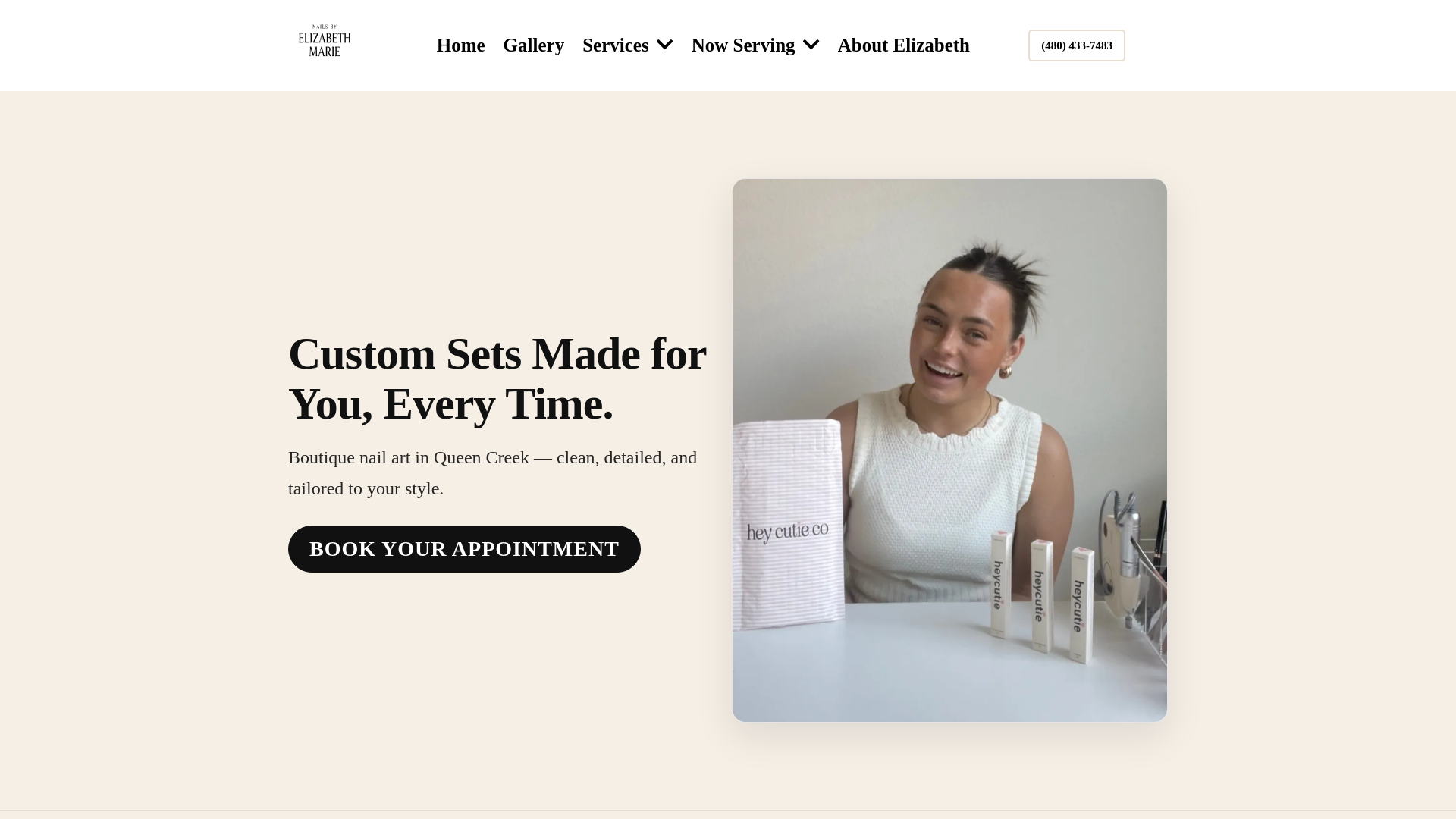 website screenshot of https://nailsbyelizabethmarie.com