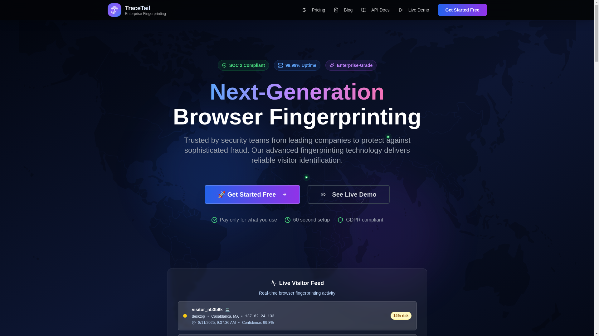 website screenshot of https://tracetail.pages.dev/