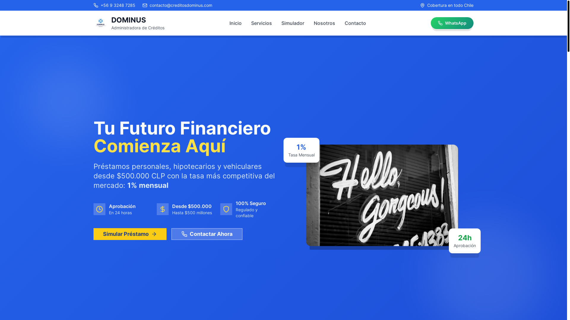 website screenshot of https://creditosdominus.com/