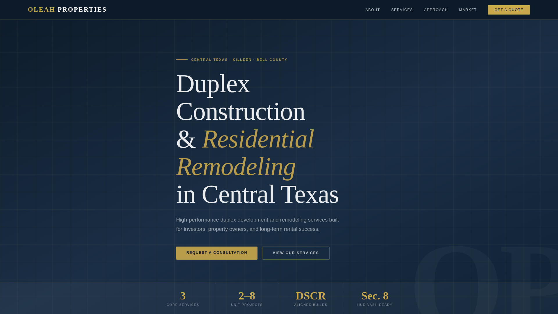 website screenshot of https://oleahproperties.com/