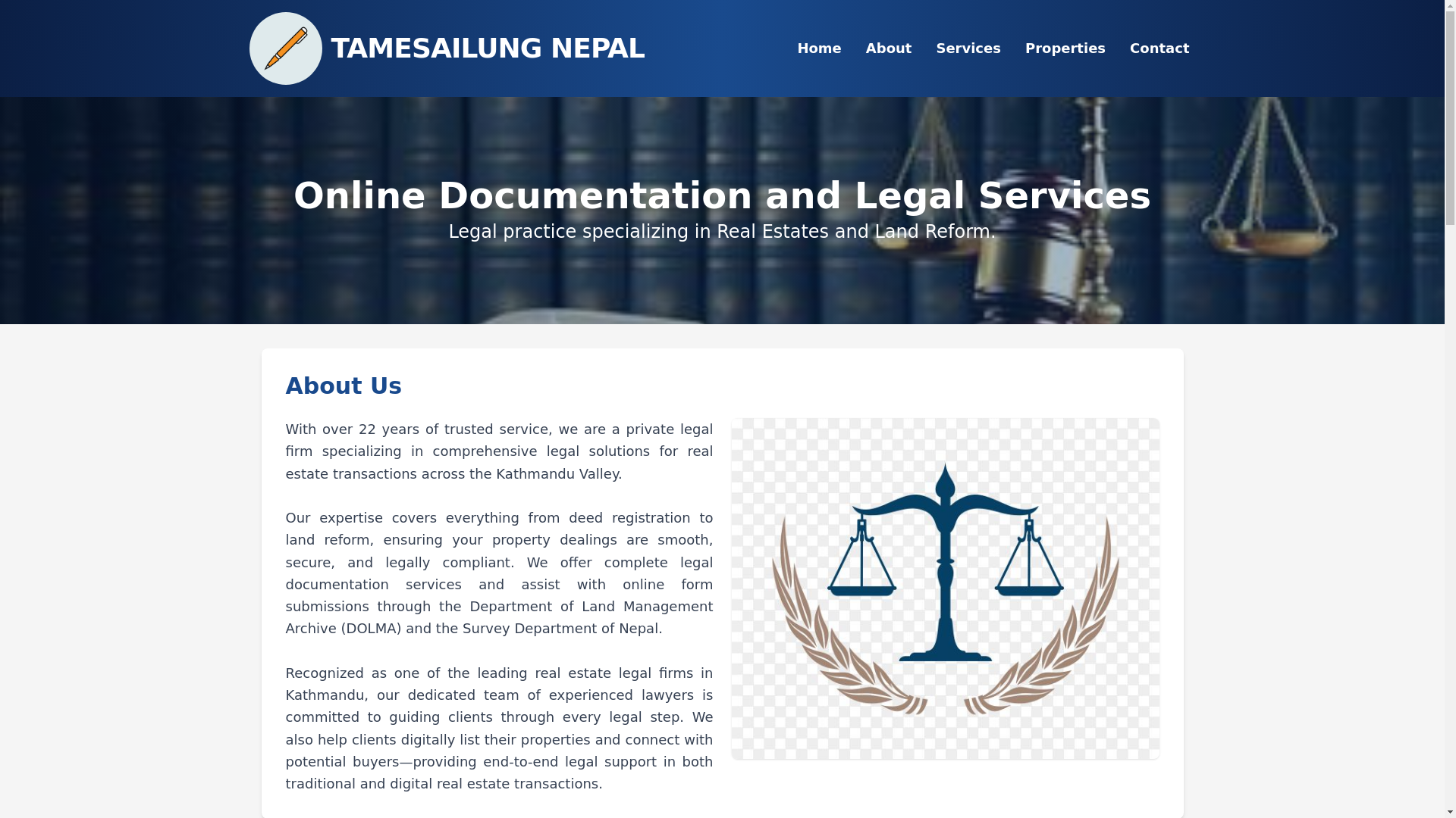 website screenshot of https://tamesailung.com.np/