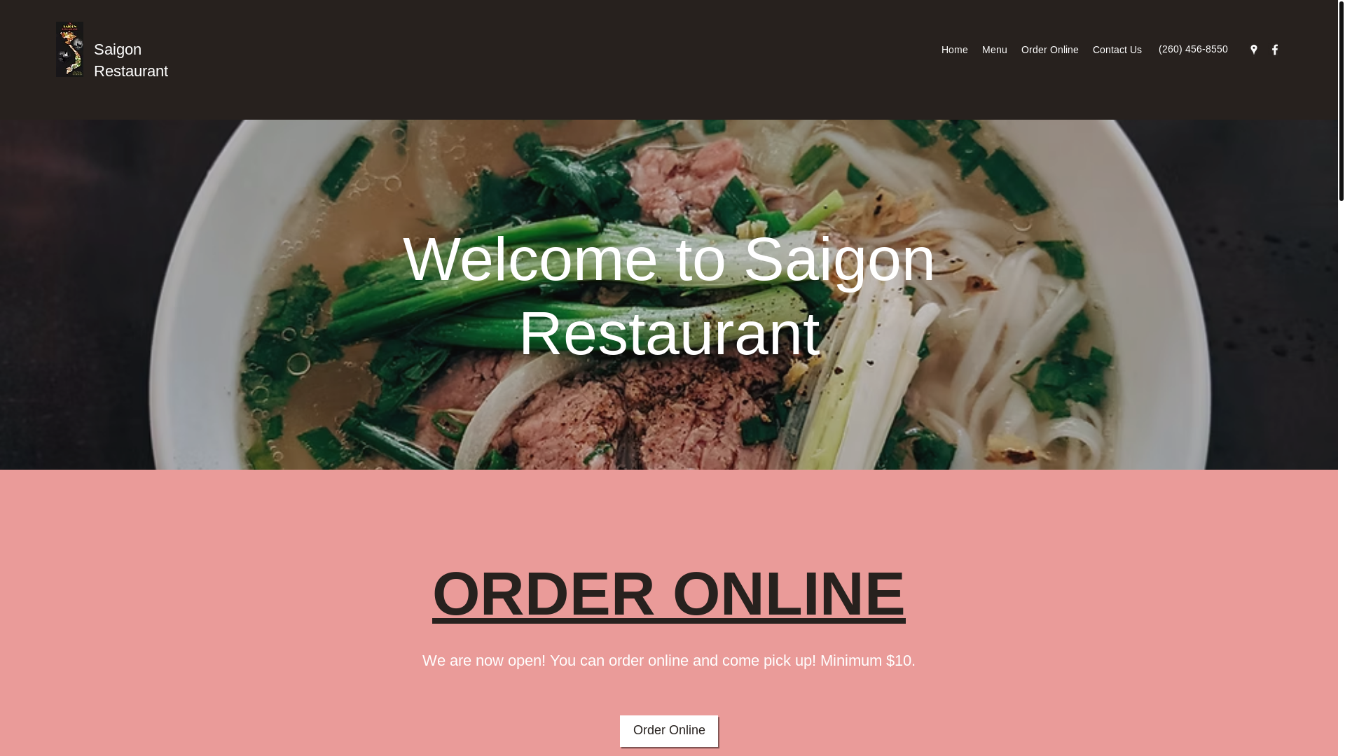 website screenshot of https://saigonrestaurantfw.com/