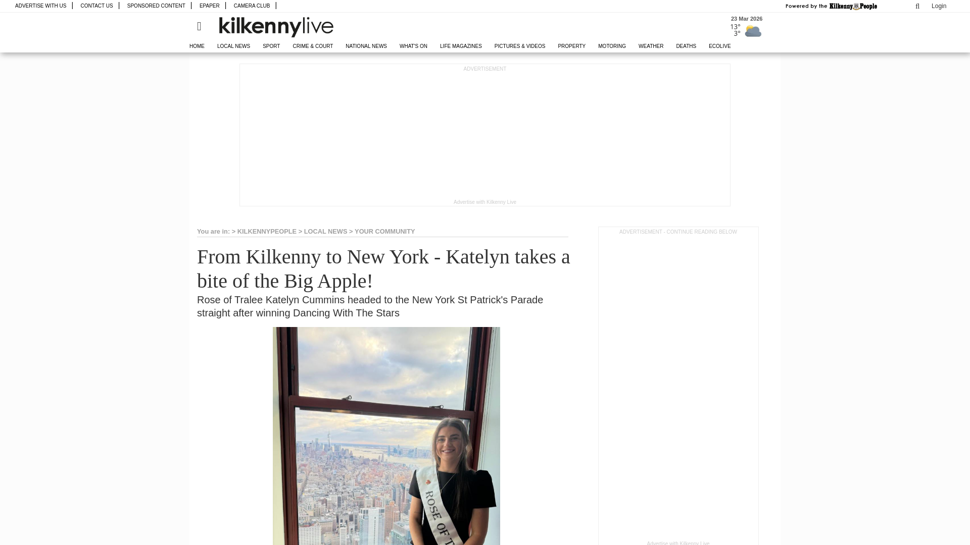 website screenshot of https://www.kilkennypeople.ie/news/your-community/2045167/from-kilkenny-to-new-york-katelyn-takes-a-bite-of-the-big-apple.html