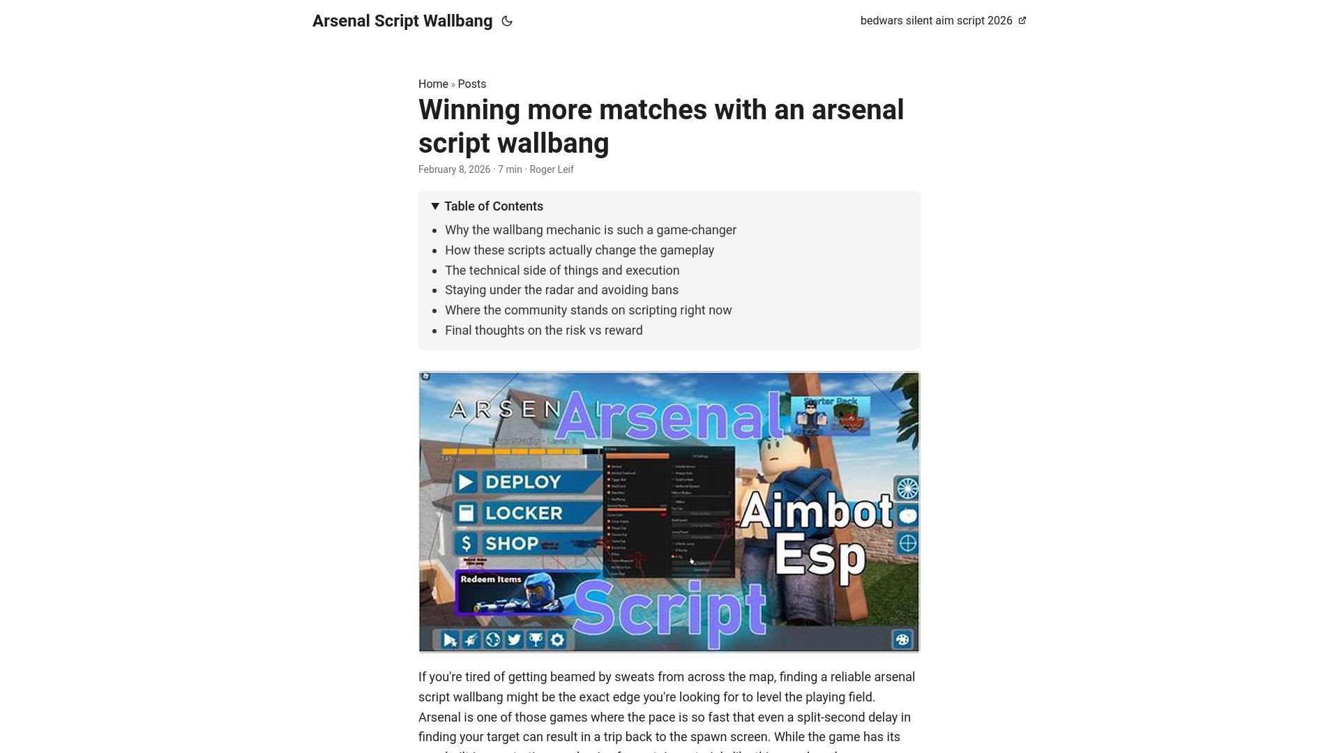 website screenshot of https://arsenal-script-wallbang.pages.dev/