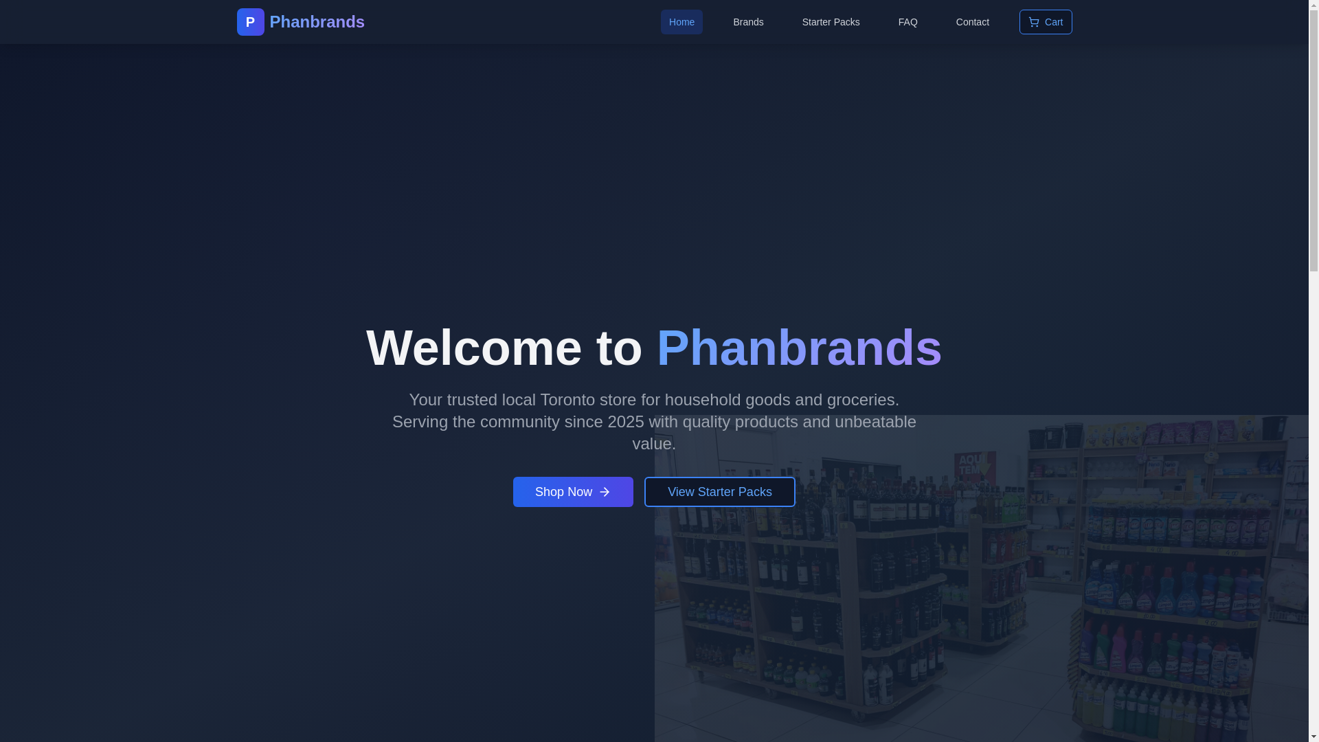 website screenshot of https://phanbrands.shop/