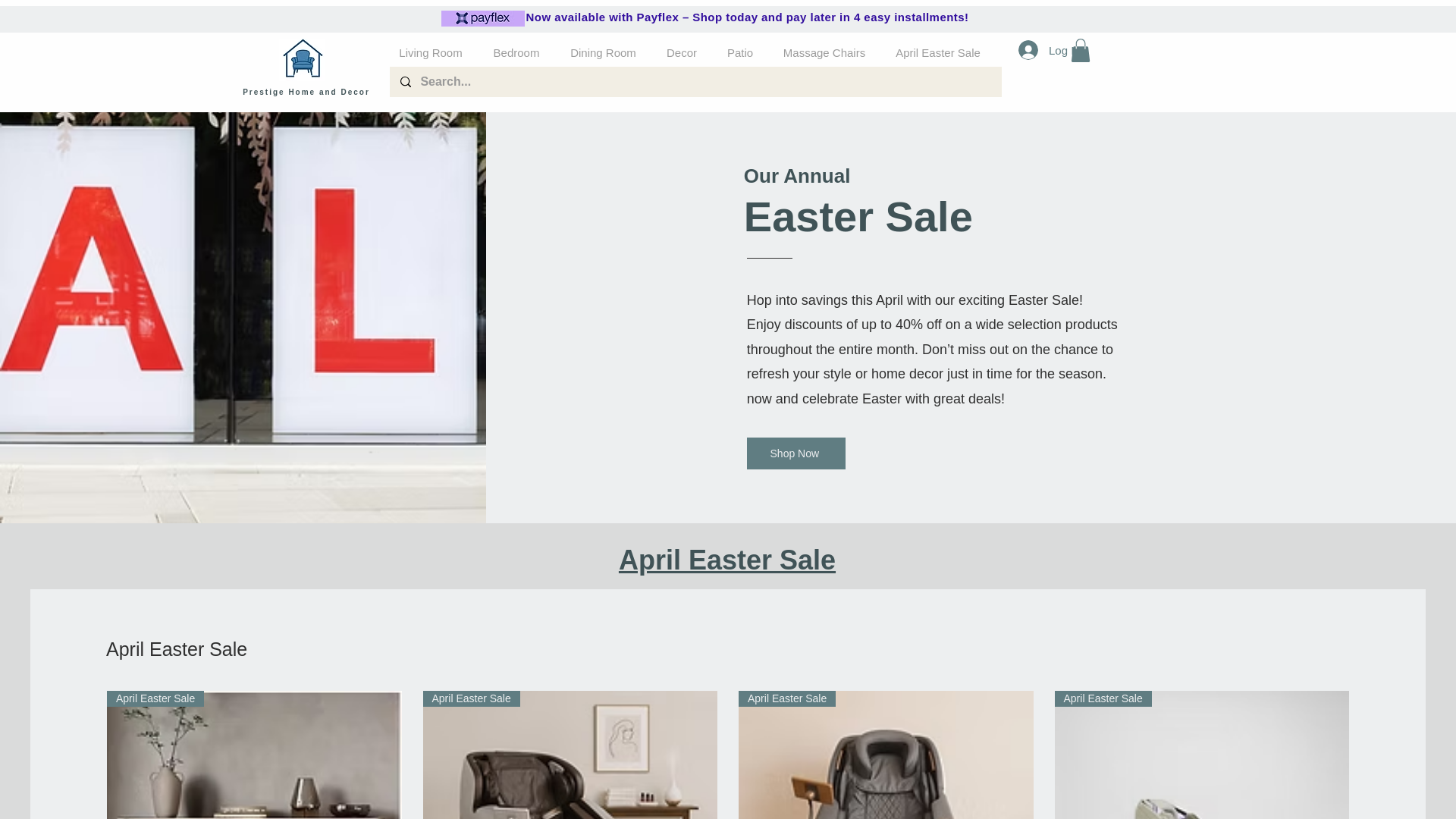 website screenshot of https://prestigehome.co.za