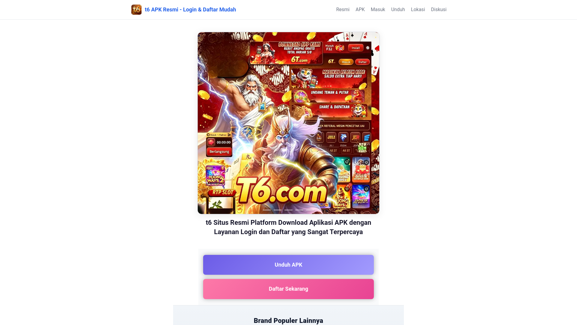 website screenshot of https://t6aplikasi.com/