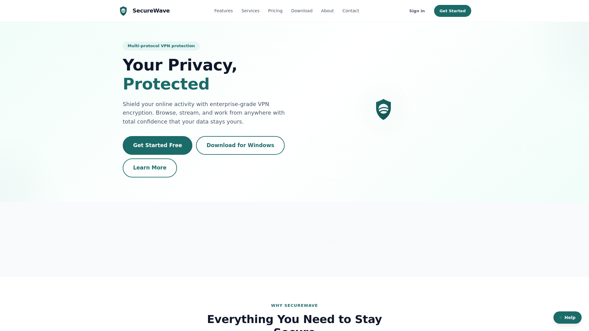 website screenshot of https://securewaveapp.com/