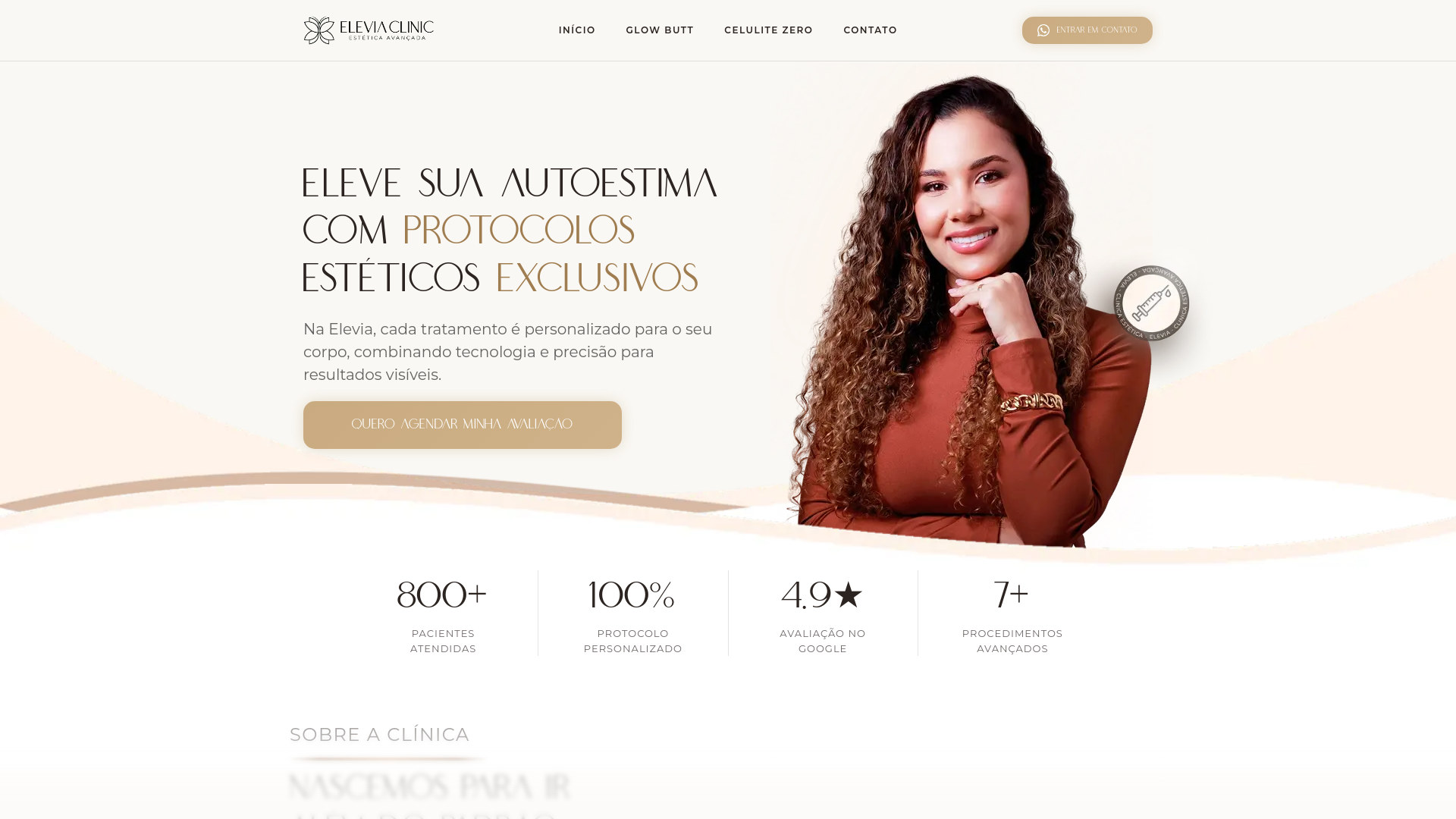 website screenshot of https://eleviaclinic.com.br/