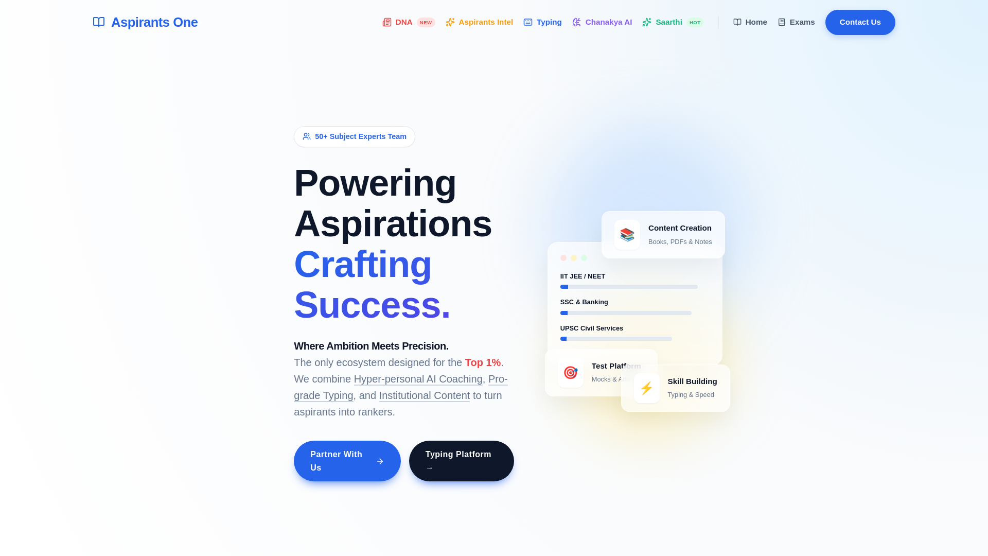 website screenshot of https://aspirantsone.pages.dev/