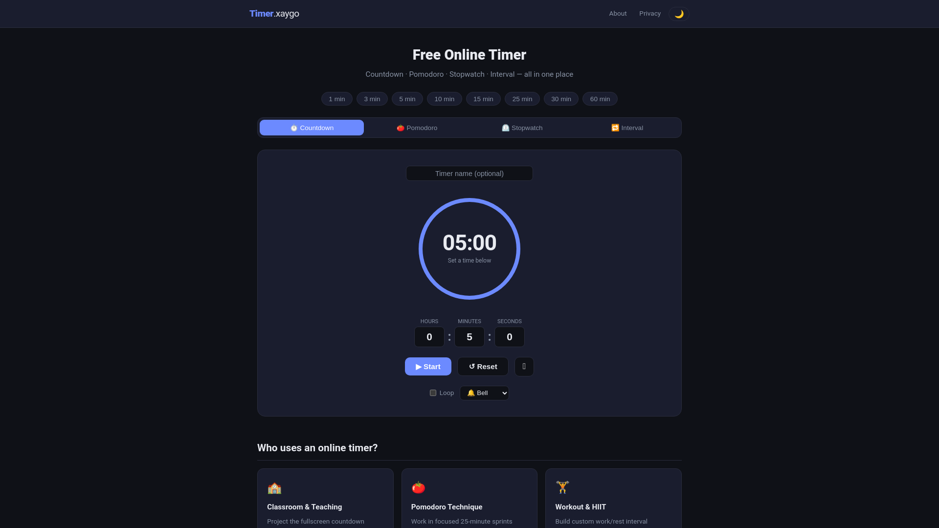 website screenshot of https://timer-web-7va.pages.dev/