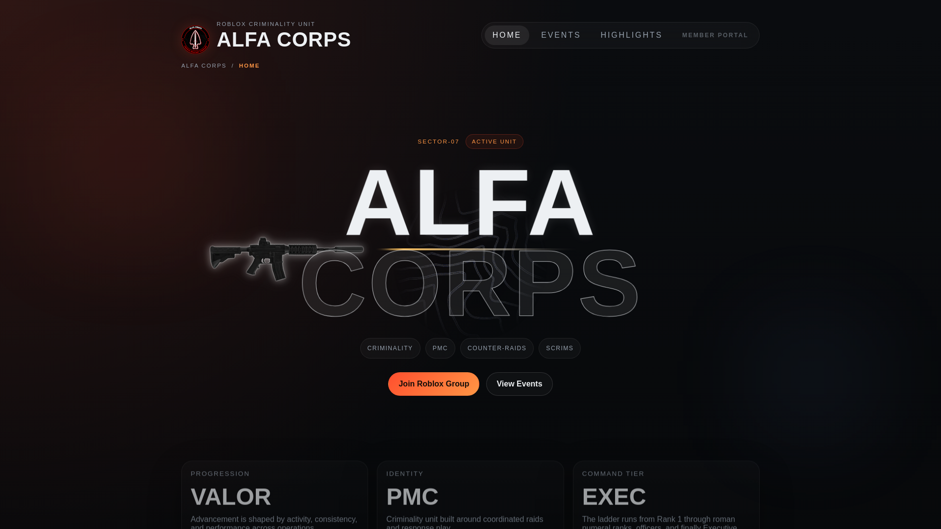 website screenshot of https://alfacorps-website.pages.dev/