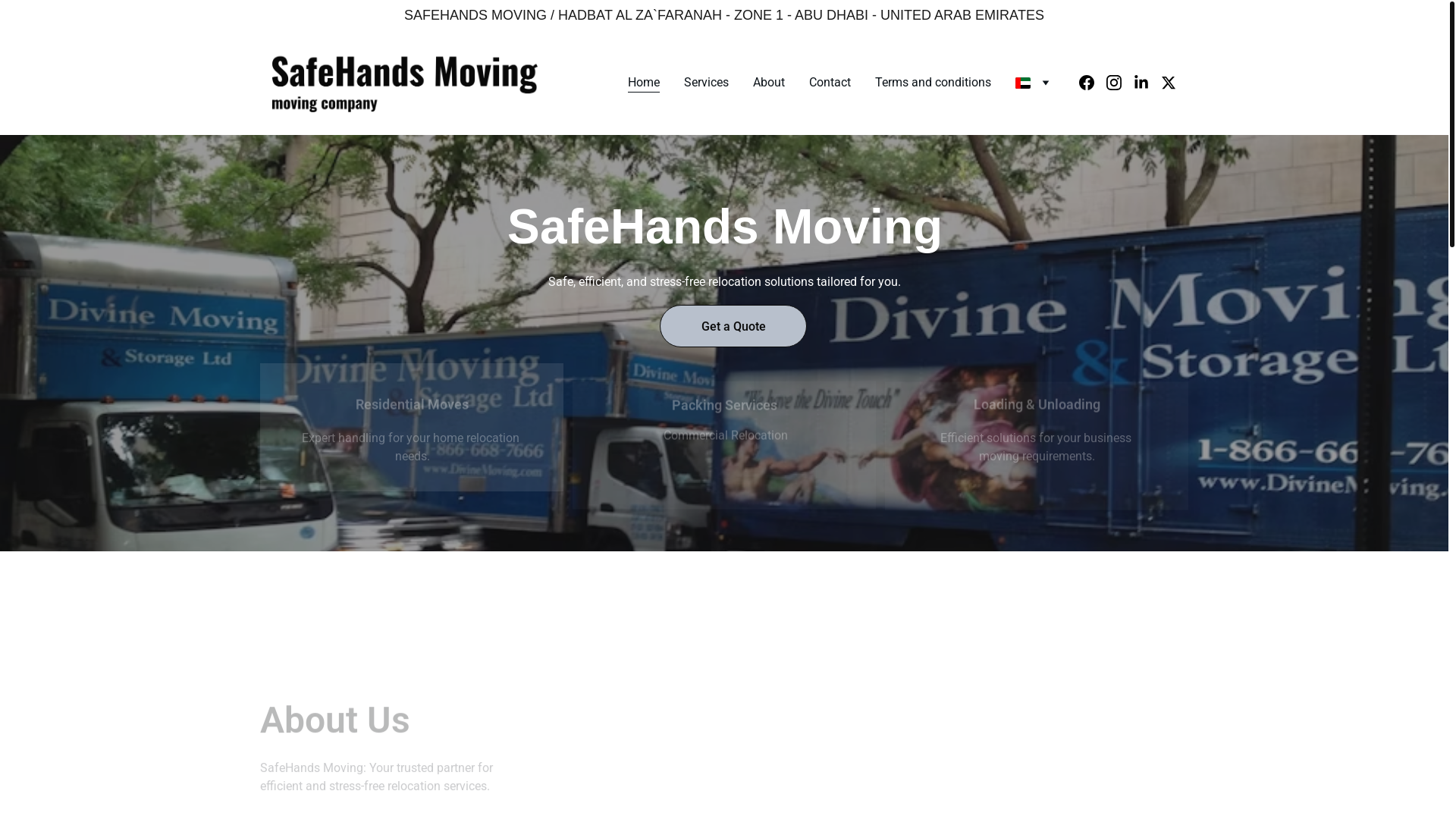 website screenshot of https://safehandsmoving.pro/