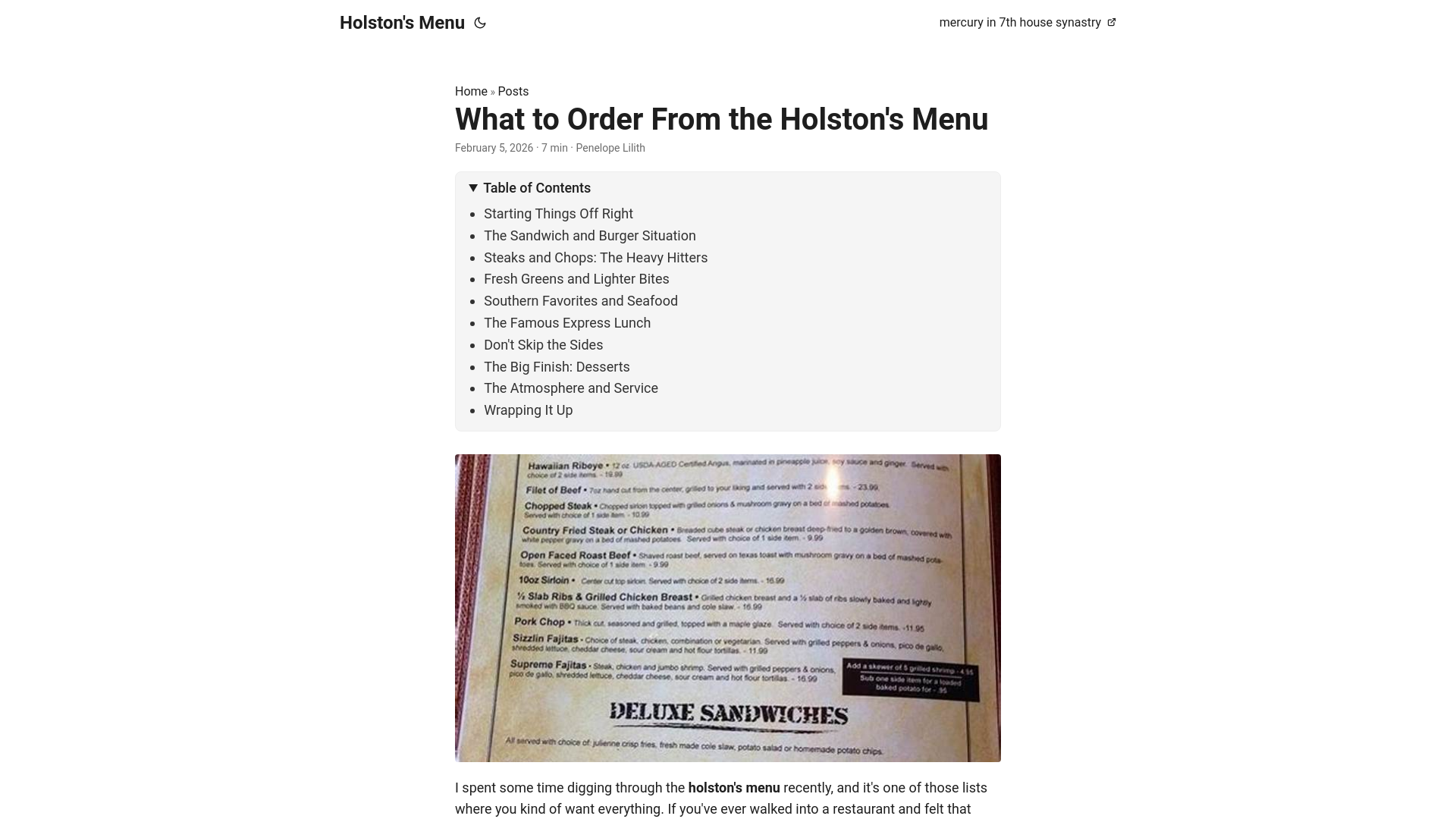 website screenshot of https://holstons-menu.pages.dev/