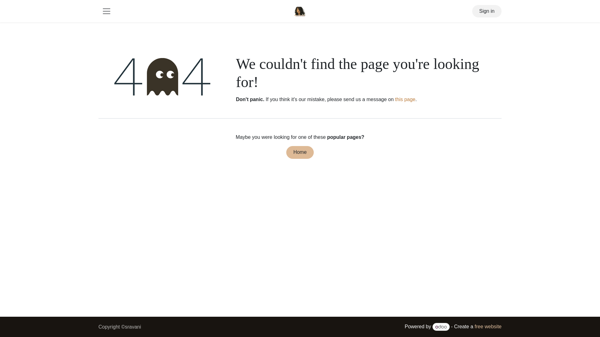 website screenshot of https://sravani23.com/