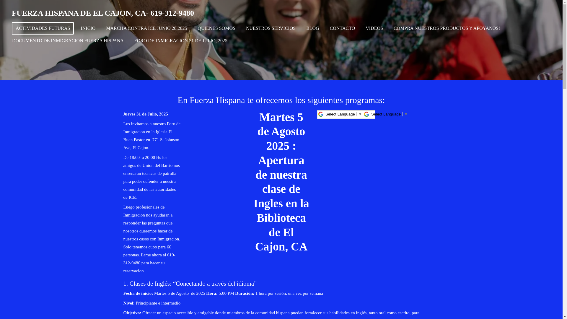 website screenshot of https://fuerzahispana.es/
