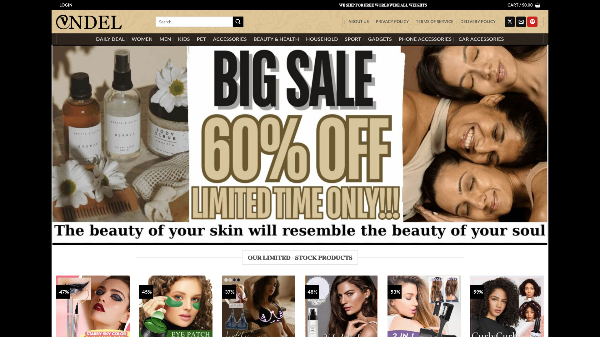 website screenshot of https://www.vondelo.com/