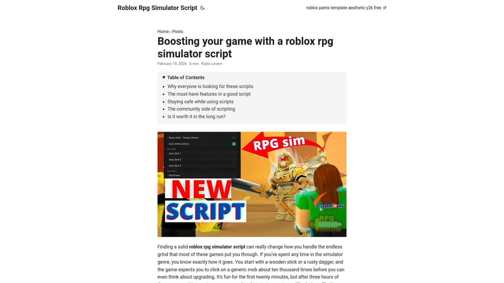 website screenshot of https://roblox-rpg-simulator-script.pages.dev/