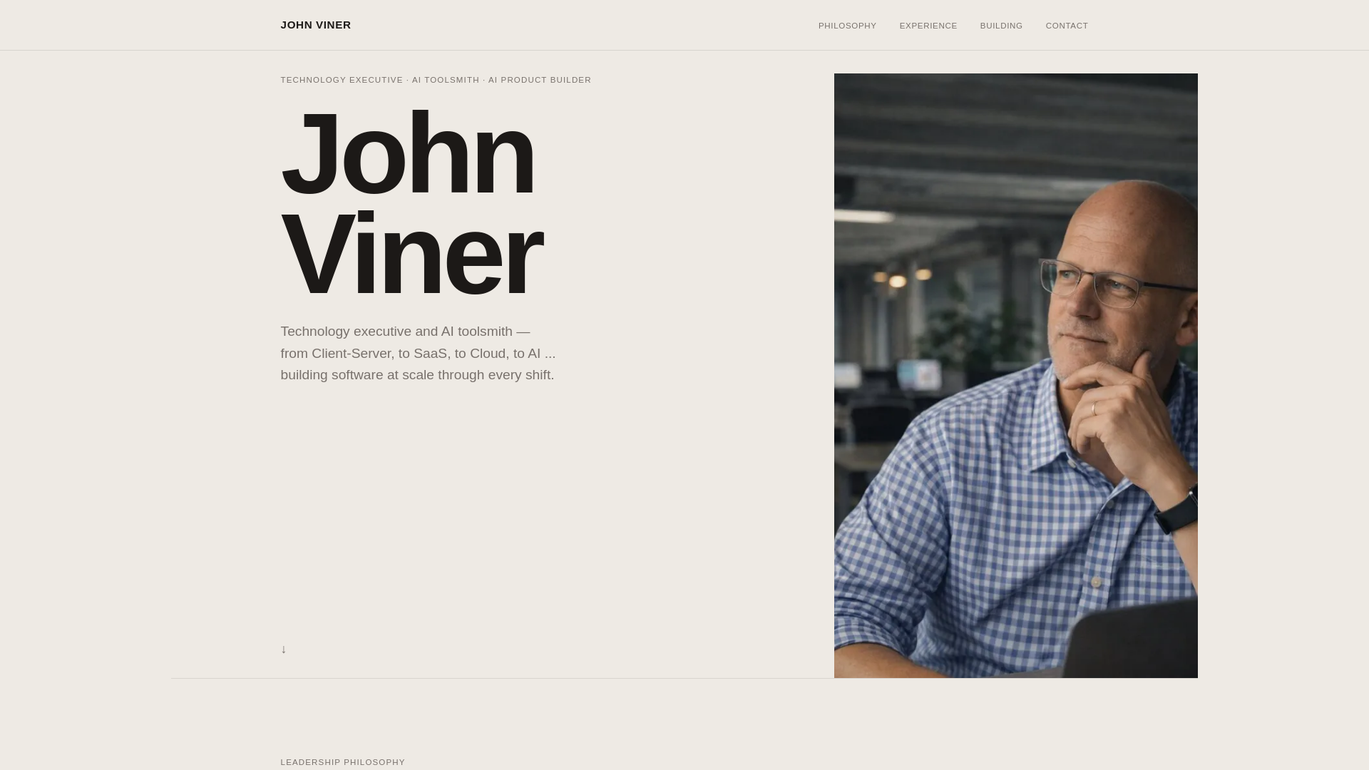 website screenshot of https://johnviner.dev/