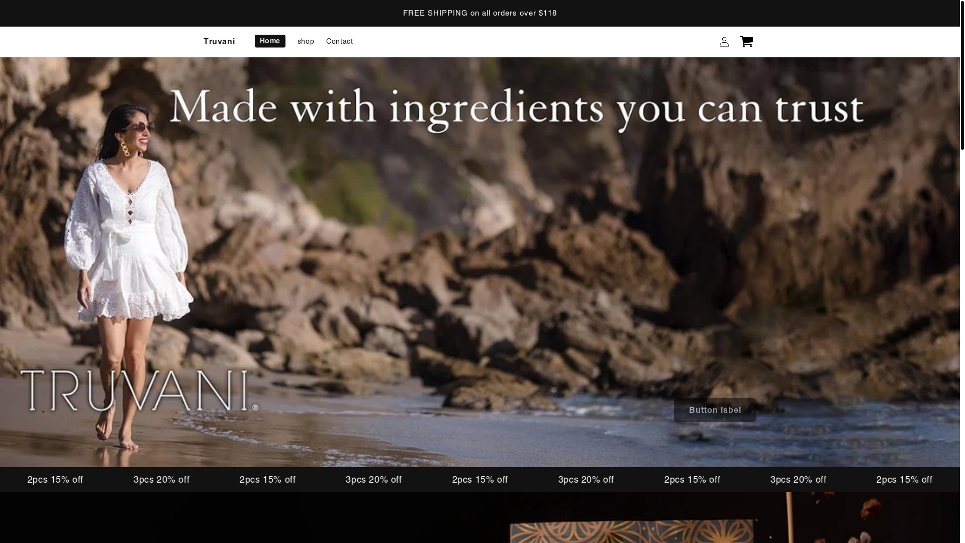 website screenshot of https://truvanier.shop/