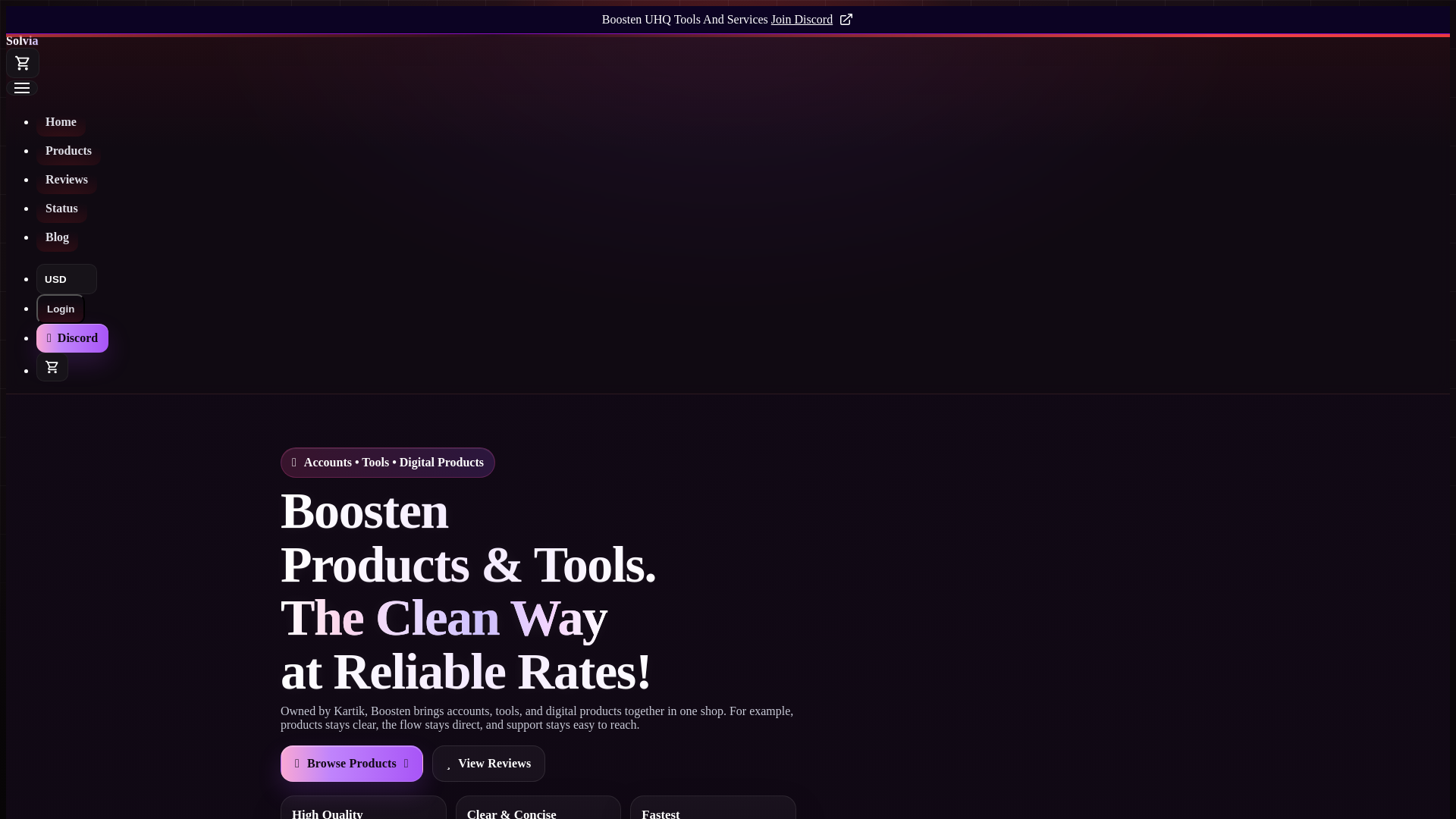 website screenshot of https://boosten.xyz