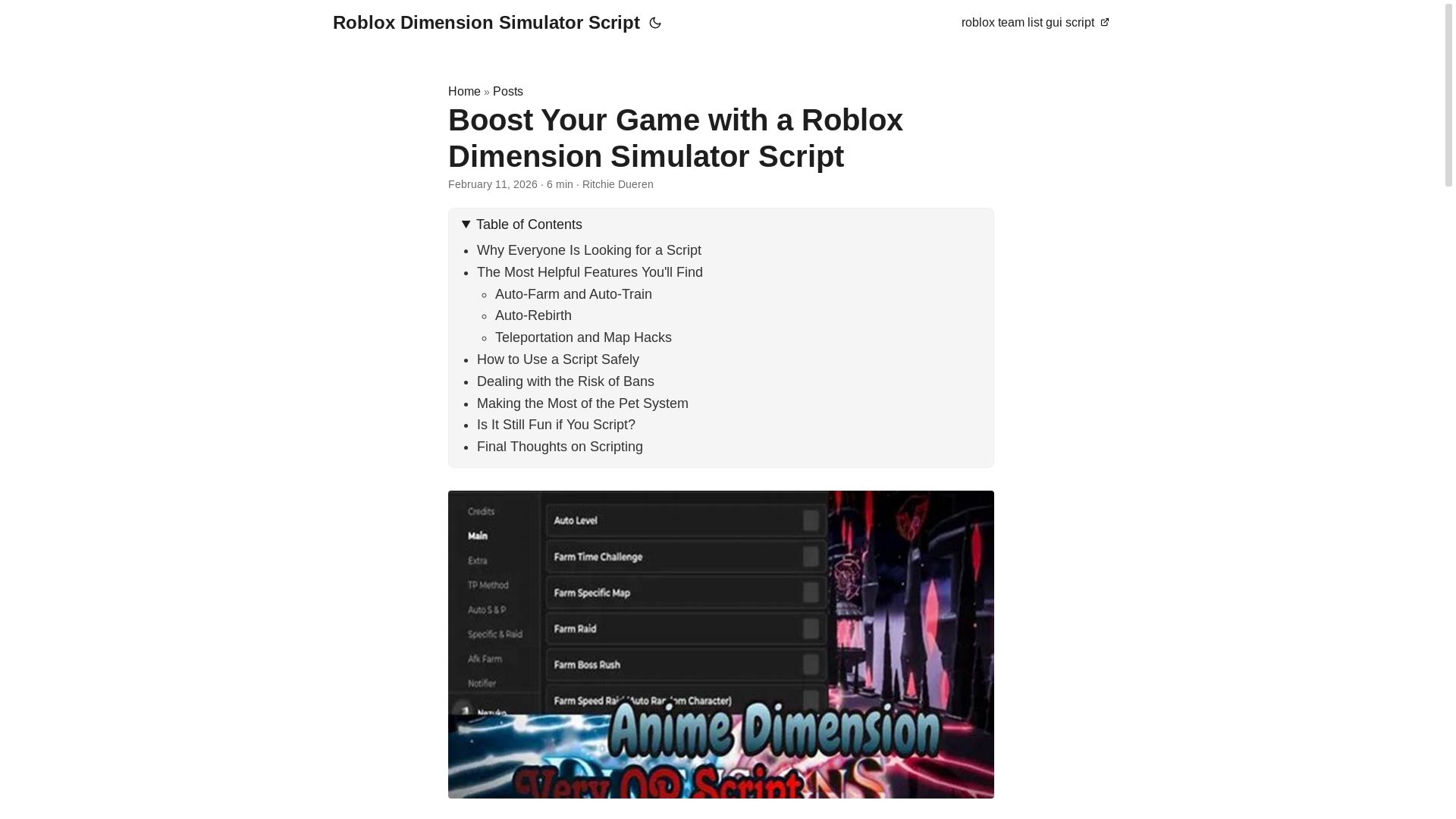 website screenshot of https://roblox-dimension-simulator-script.pages.dev/