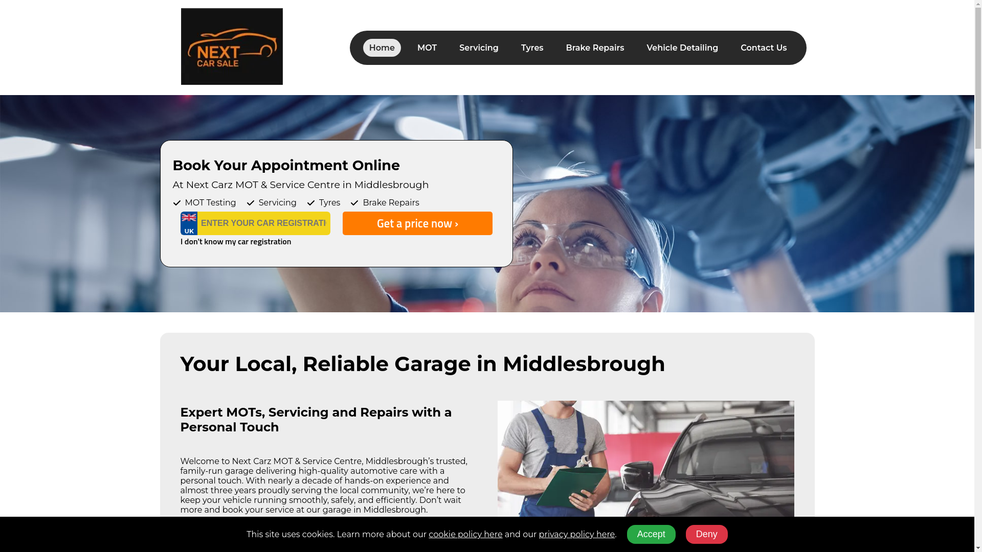 website screenshot of https://nextcarzmotandservicecentre.co.uk/