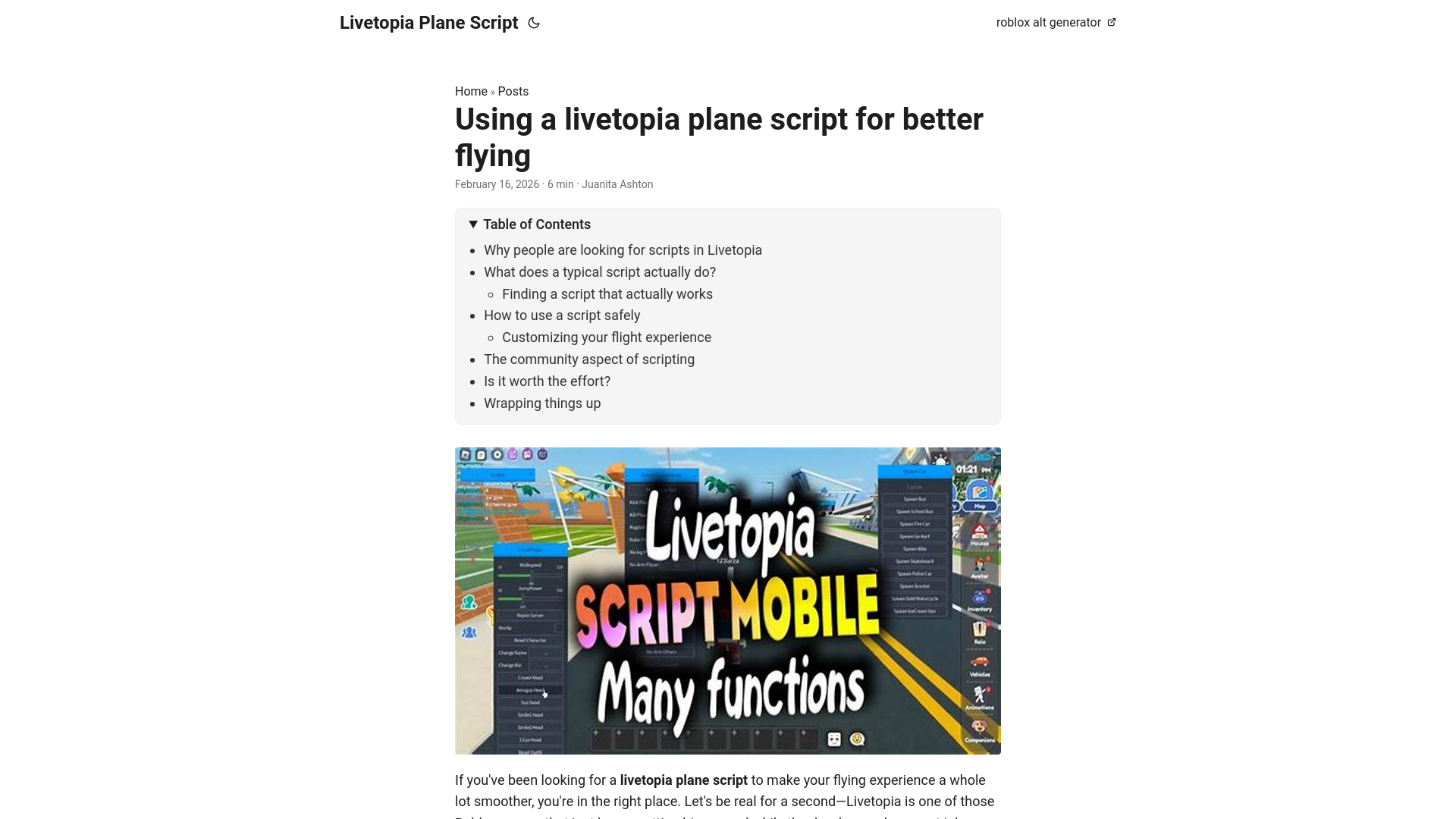 website screenshot of https://livetopia-plane-script.pages.dev/