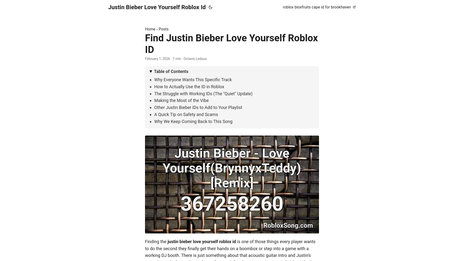 website screenshot of https://justinbieberloveyourselfrobloxid.pages.dev/