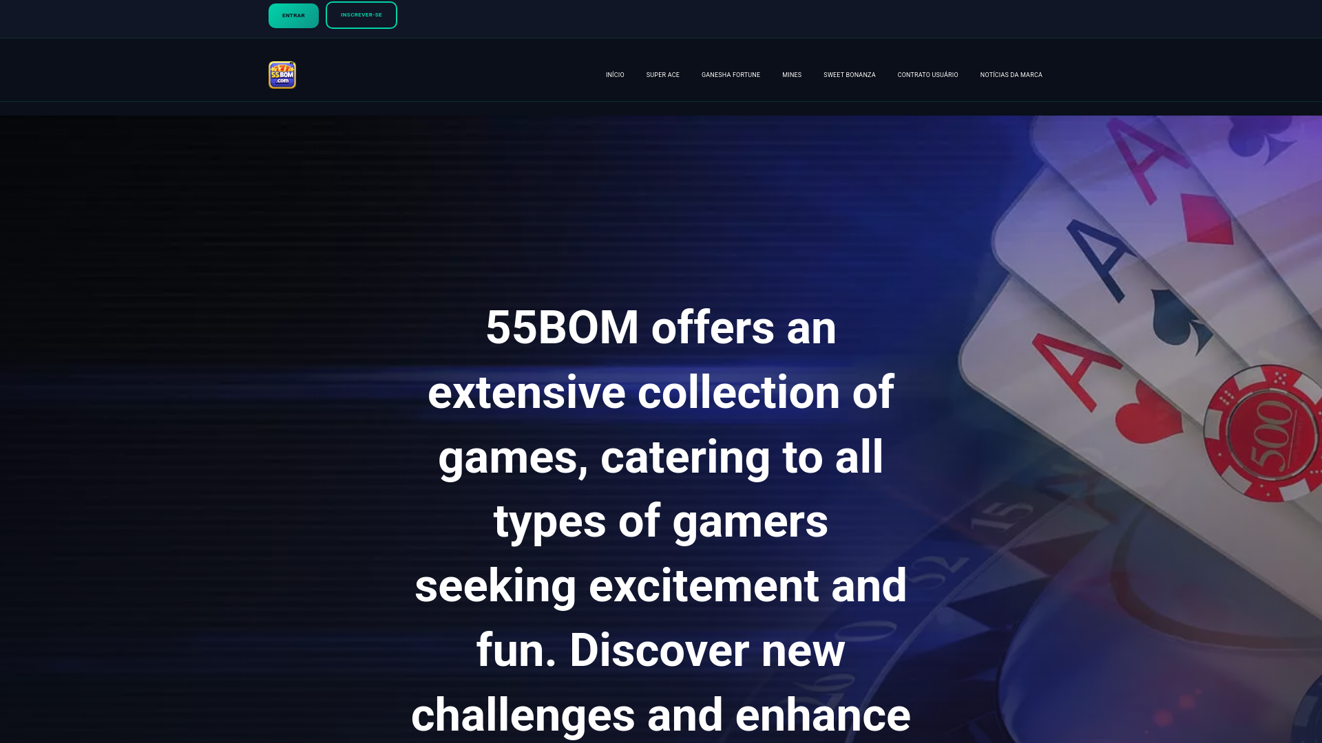 website screenshot of https://55bombets.com/