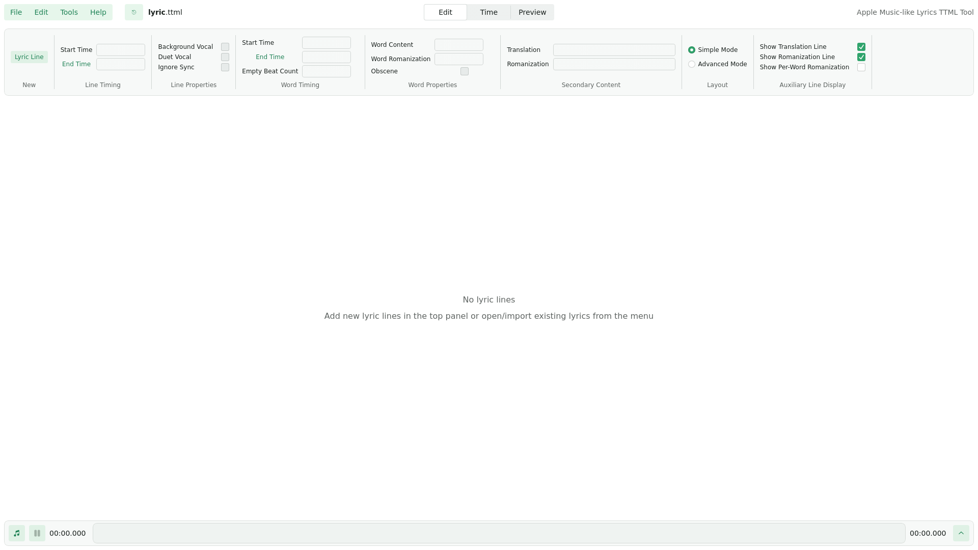 website screenshot of https://amll-ttml-tool-aj1.pages.dev/