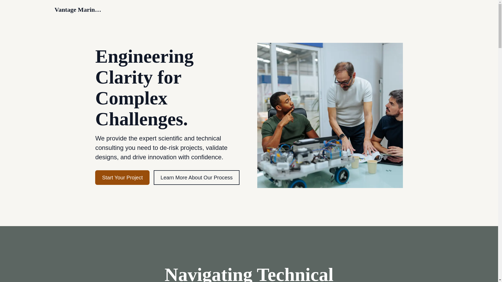 website screenshot of https://vantagemarinecompany.com/