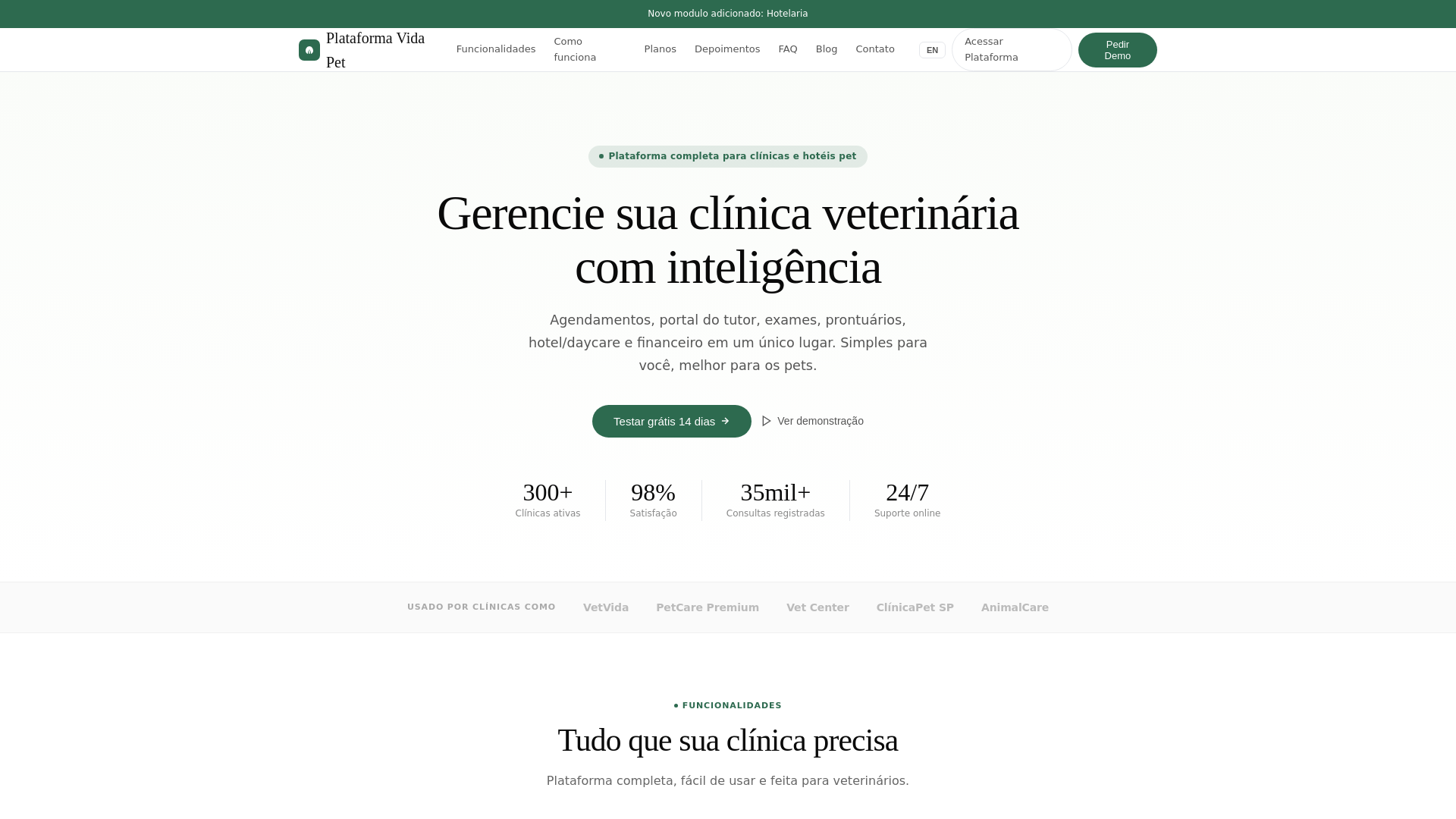 website screenshot of https://plataformavidapet.cloud