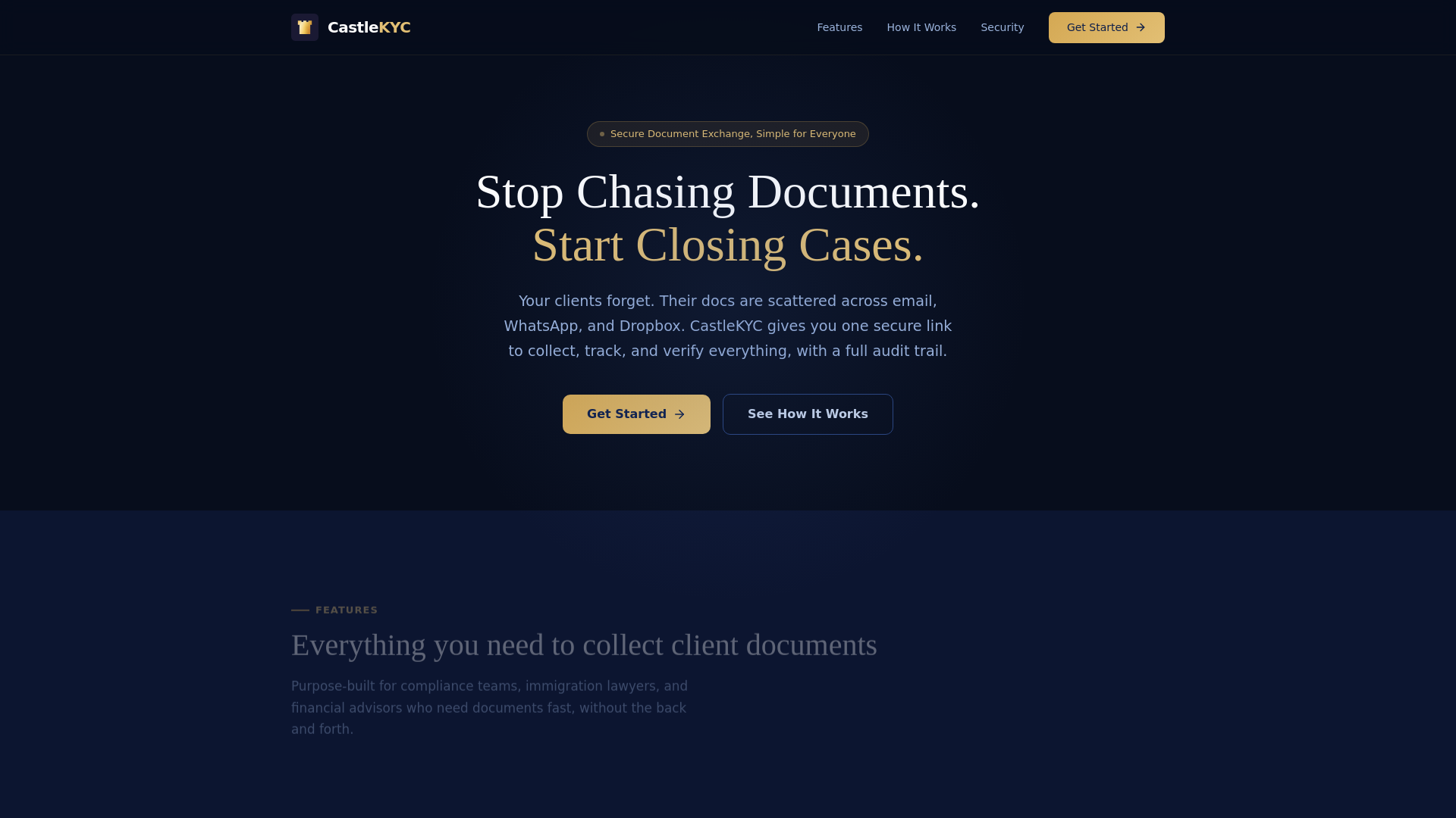 website screenshot of https://castlekyc.com/