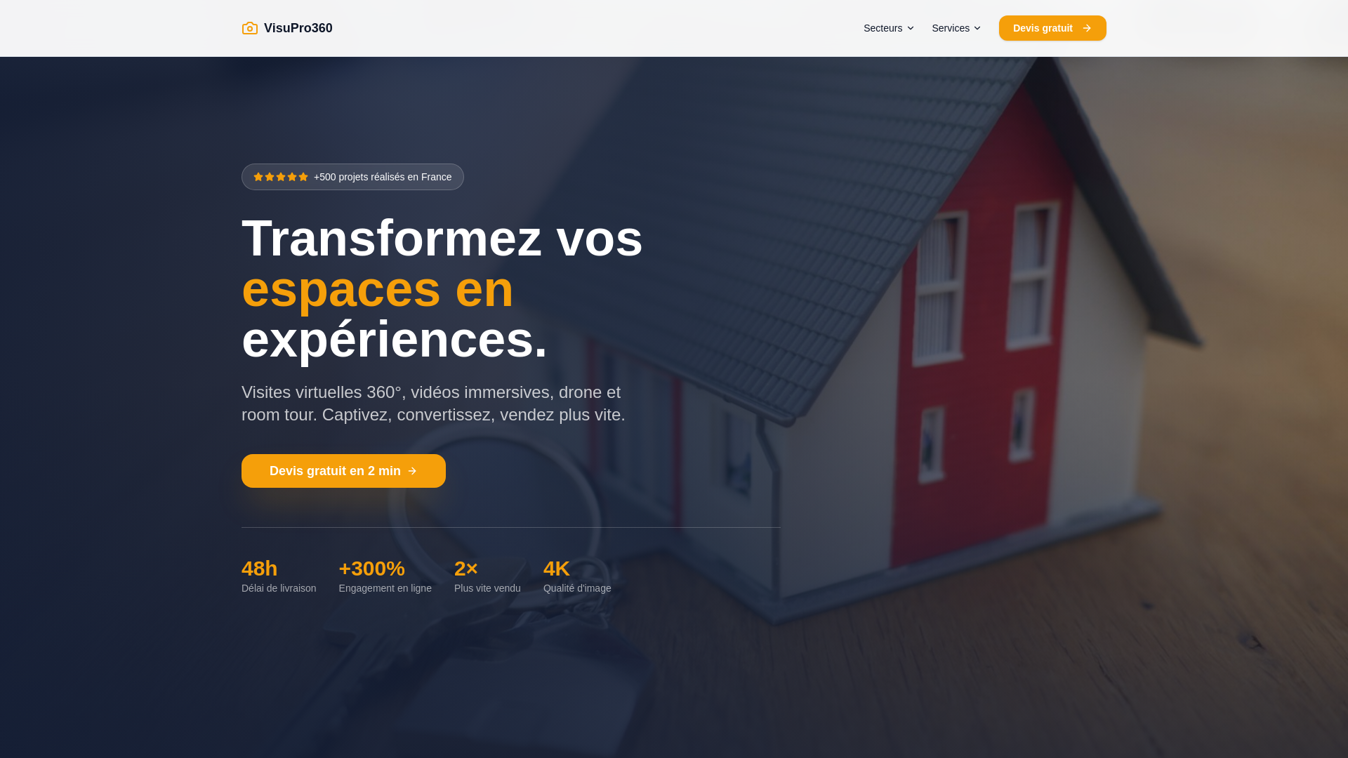 website screenshot of https://visupro360.fr/