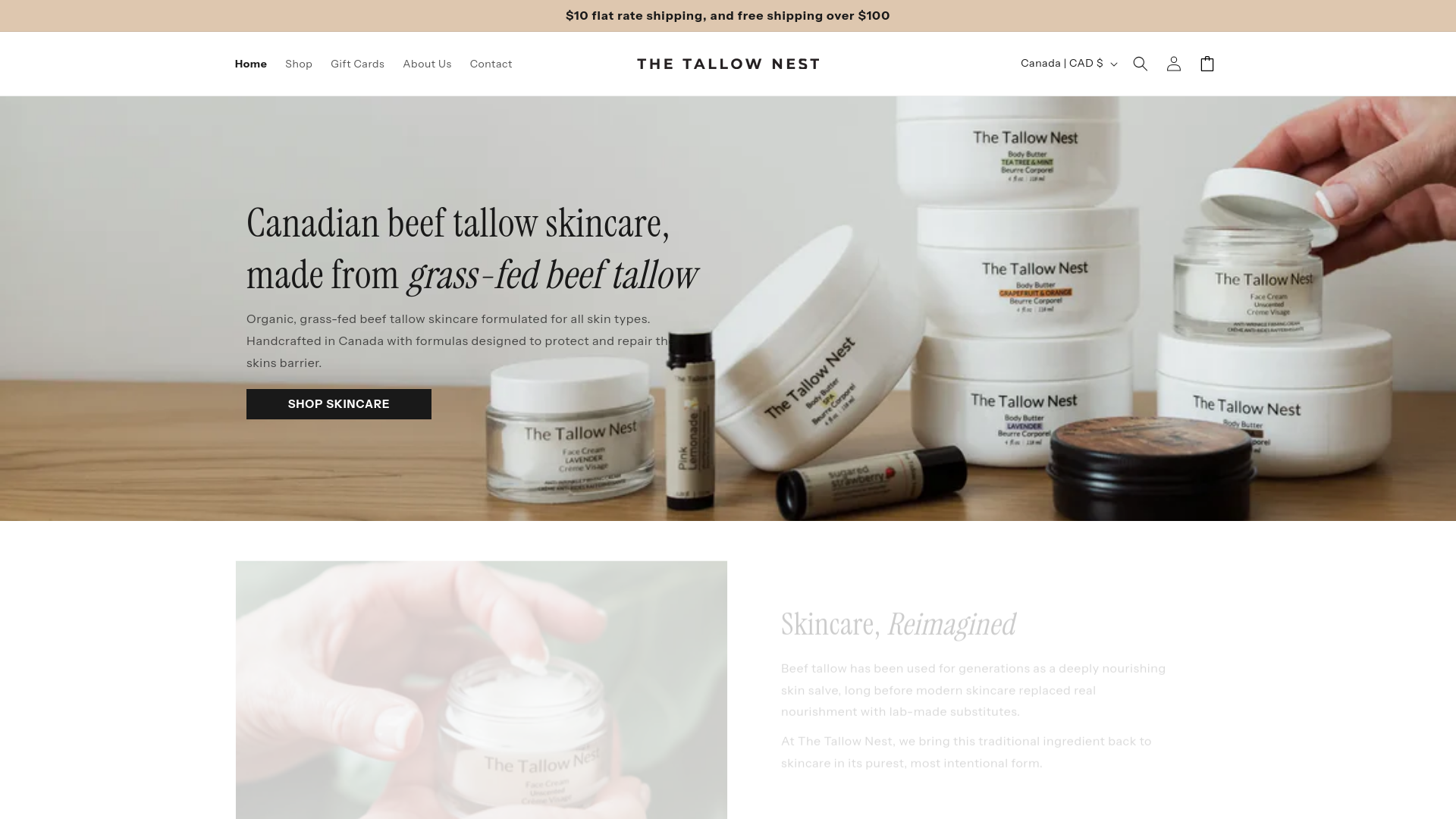 website screenshot of https://thetallownest.ca