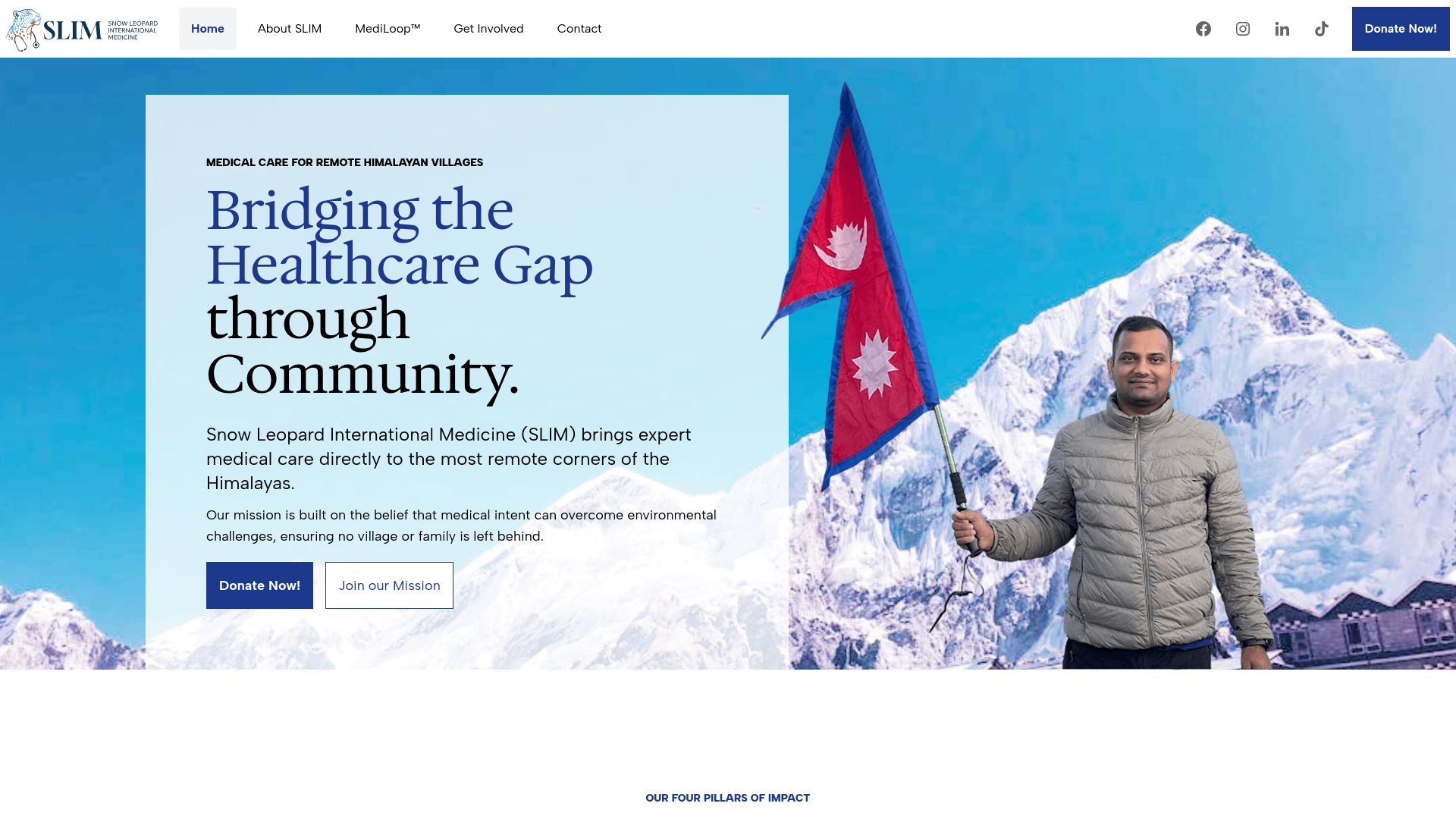 website screenshot of https://snowleopardintlmed.org/