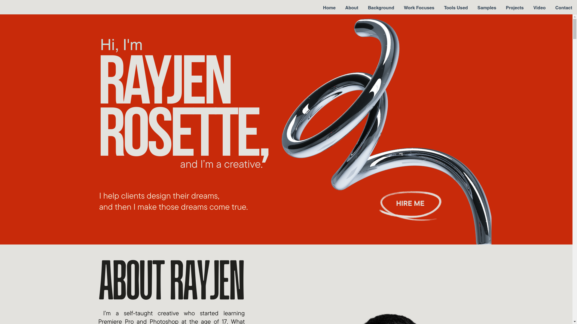 website screenshot of https://rayjenrosetteportfolio.com/