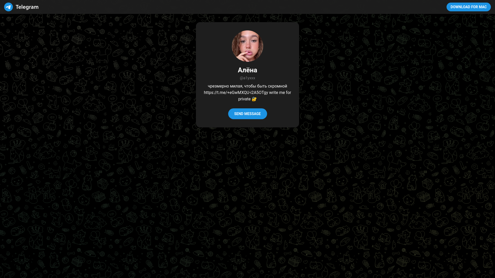 website screenshot of https://alenatelegram.cfd/