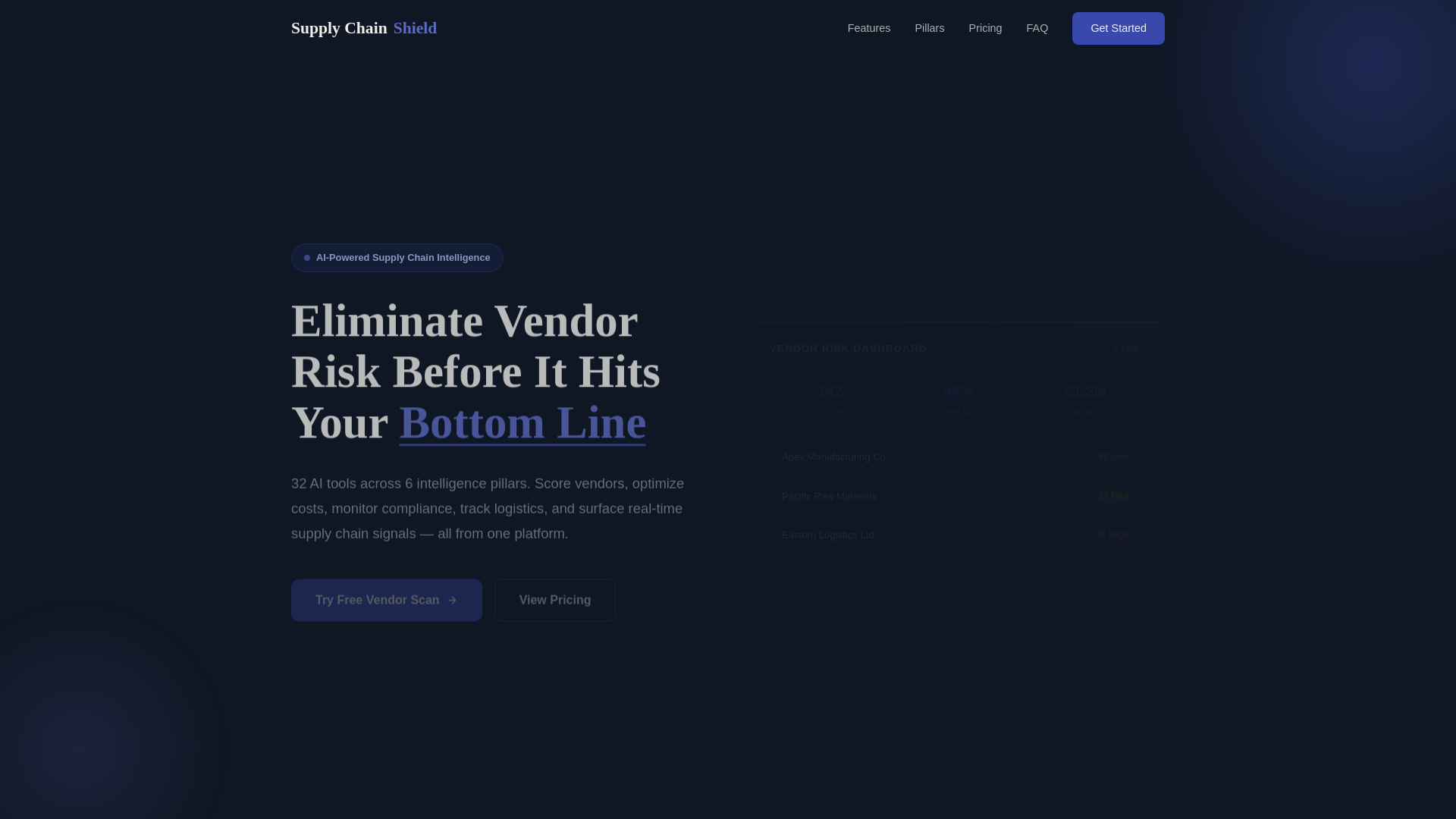 website screenshot of https://supplychainshield.online/