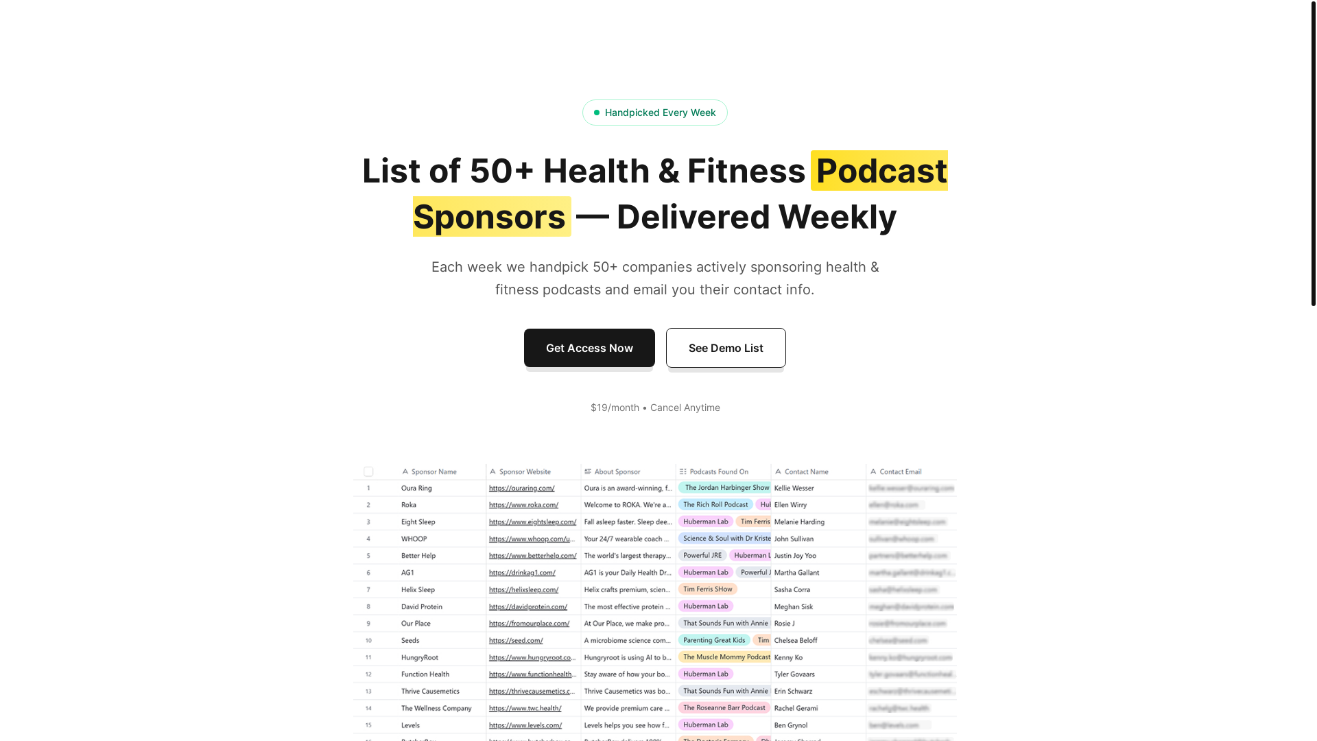 website screenshot of https://podleadsweekly.com/