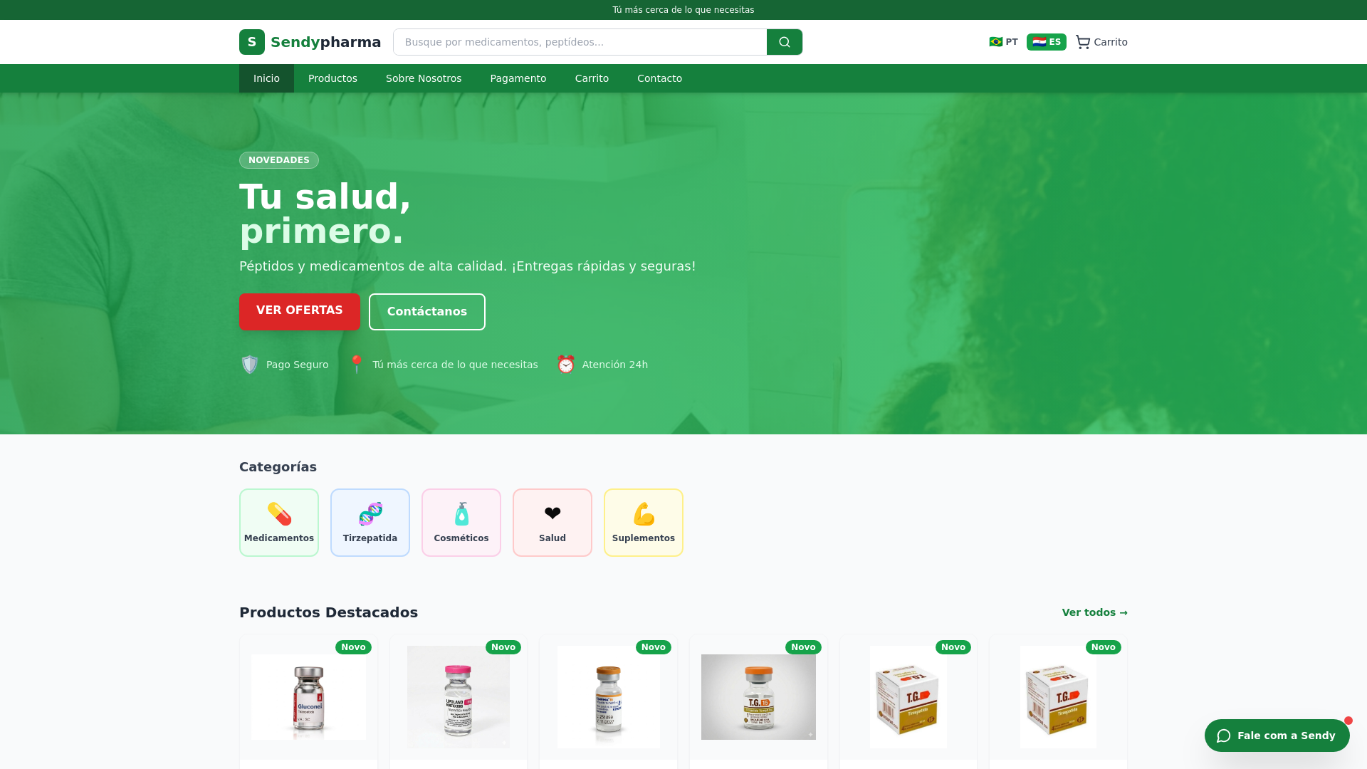 website screenshot of https://sendypharma.com/