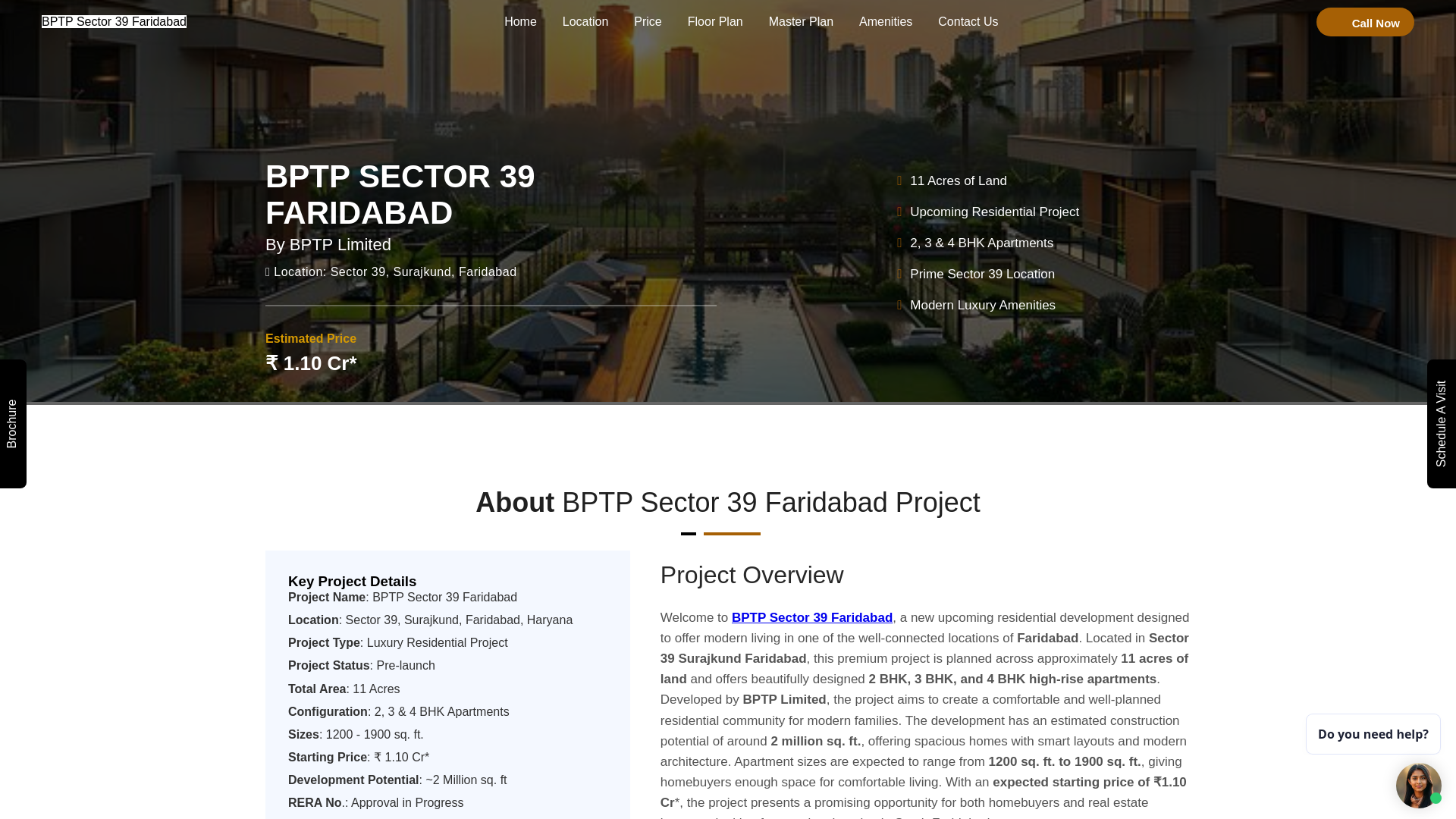 website screenshot of https://bptpsector39faridabad.com/